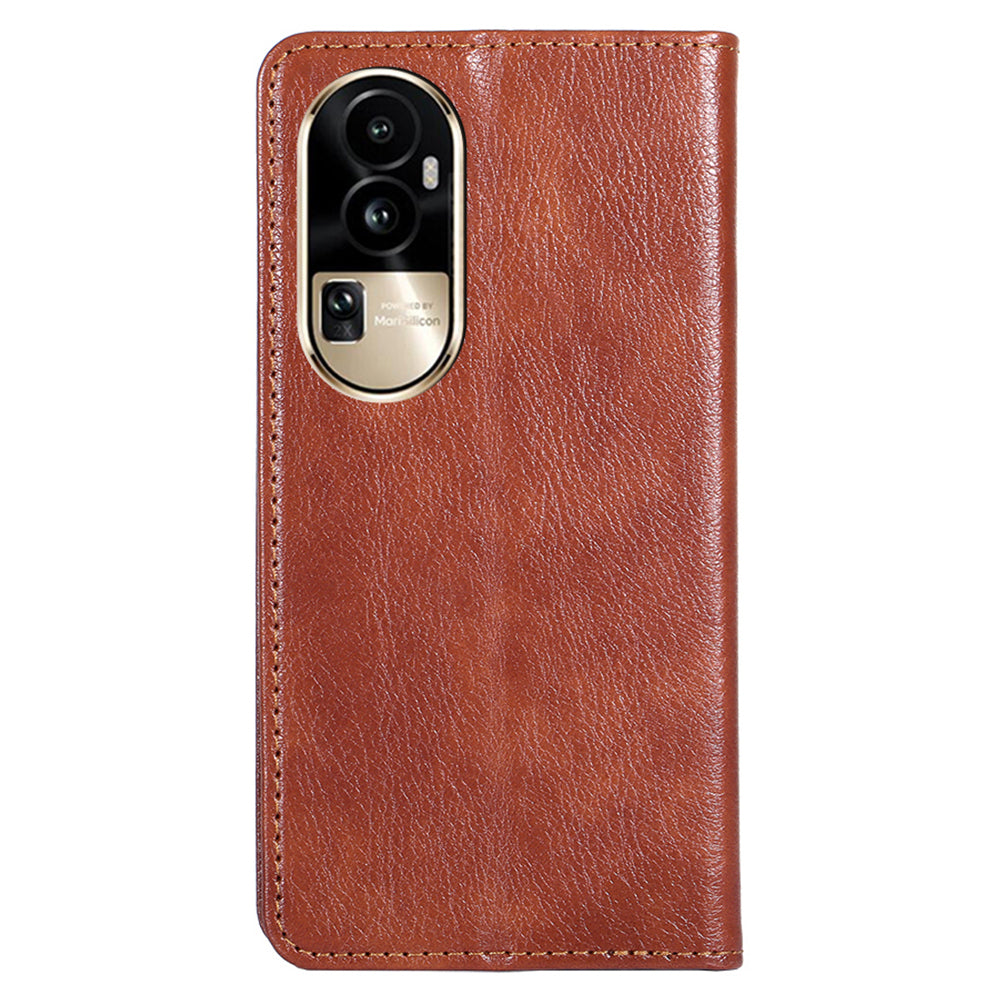 Uniqkart for Oppo Reno10 Pro 5G PU Leather + TPU Flip Cover Shockproof Phone Case with Stand Wallet - Brown
