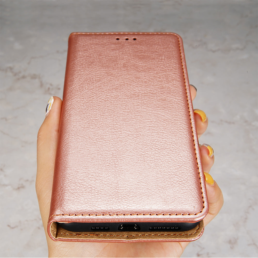 Uniqkart for Oppo Reno10 Pro 5G PU Leather + TPU Flip Cover Shockproof Phone Case with Stand Wallet - Rose Gold