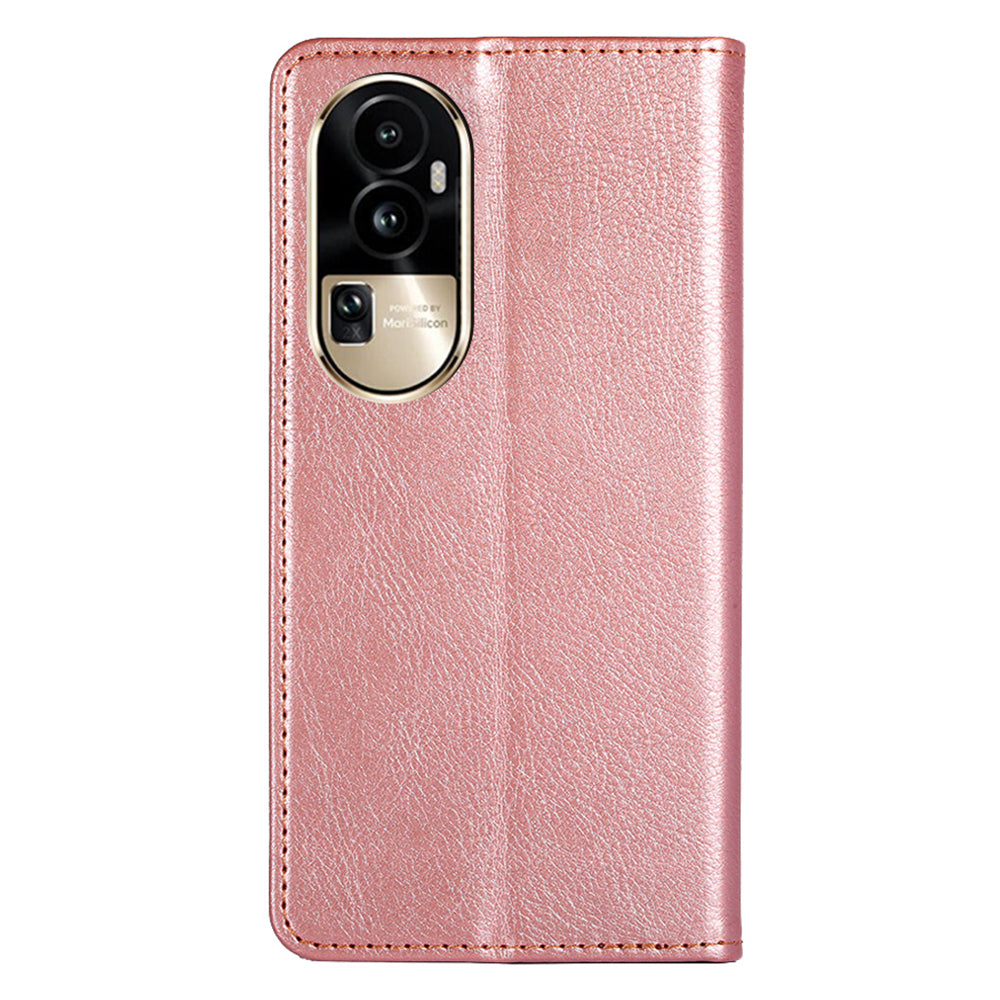 Uniqkart for Oppo Reno10 Pro 5G PU Leather + TPU Flip Cover Shockproof Phone Case with Stand Wallet - Rose Gold