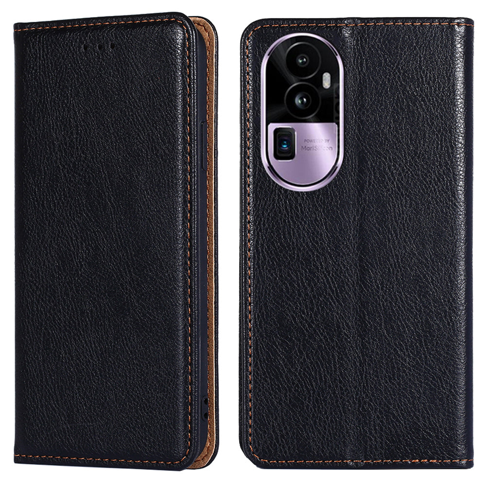 Uniqkart for Oppo Reno10 Pro+ 5G PU Leather + TPU Flip Cover Anti-drop Phone Case with Stand Wallet - Black