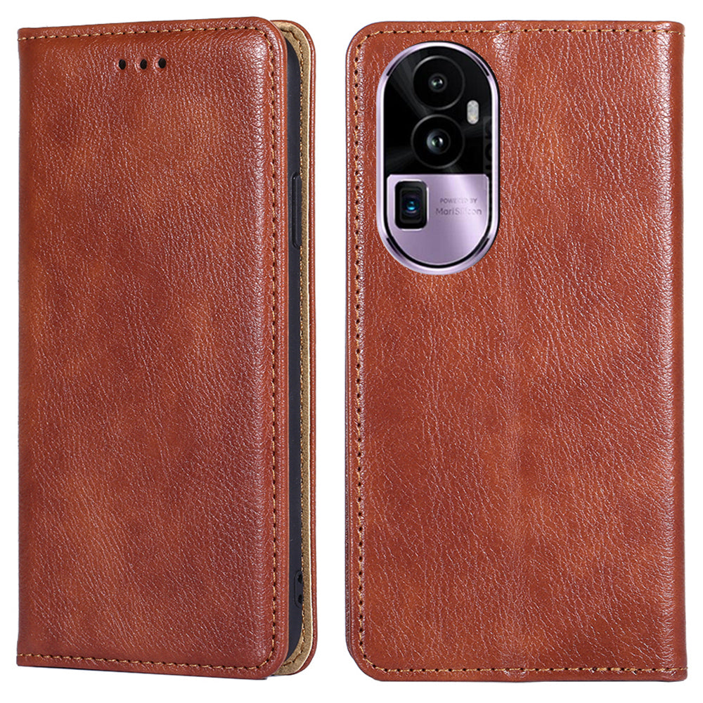 Uniqkart for Oppo Reno10 Pro+ 5G PU Leather + TPU Flip Cover Anti-drop Phone Case with Stand Wallet - Brown