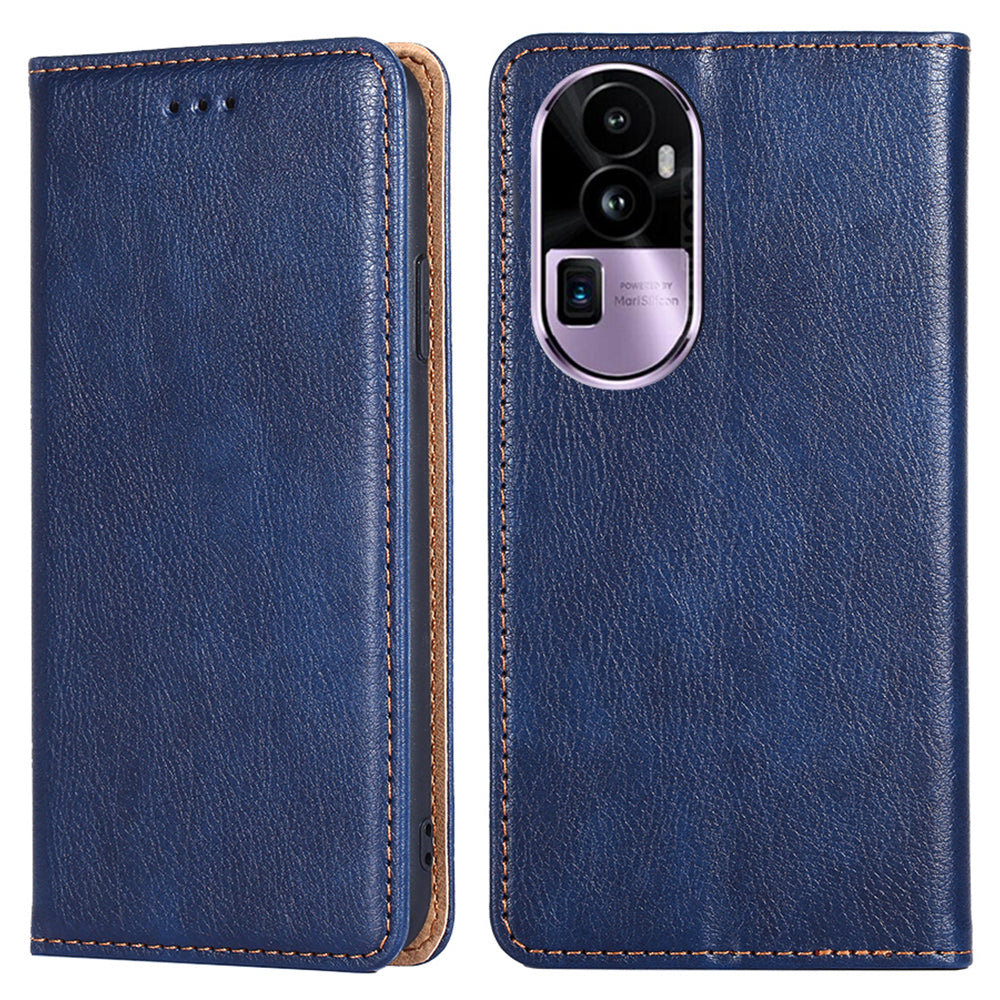 Uniqkart for Oppo Reno10 Pro+ 5G PU Leather + TPU Flip Cover Anti-drop Phone Case with Stand Wallet - Blue