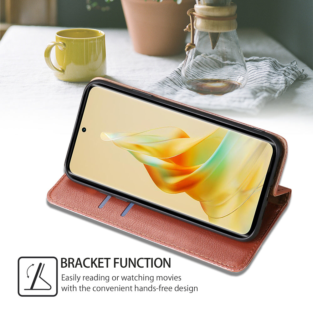 Uniqkart for Oppo Reno10 Pro+ 5G PU Leather + TPU Flip Cover Anti-drop Phone Case with Stand Wallet - Rose Gold