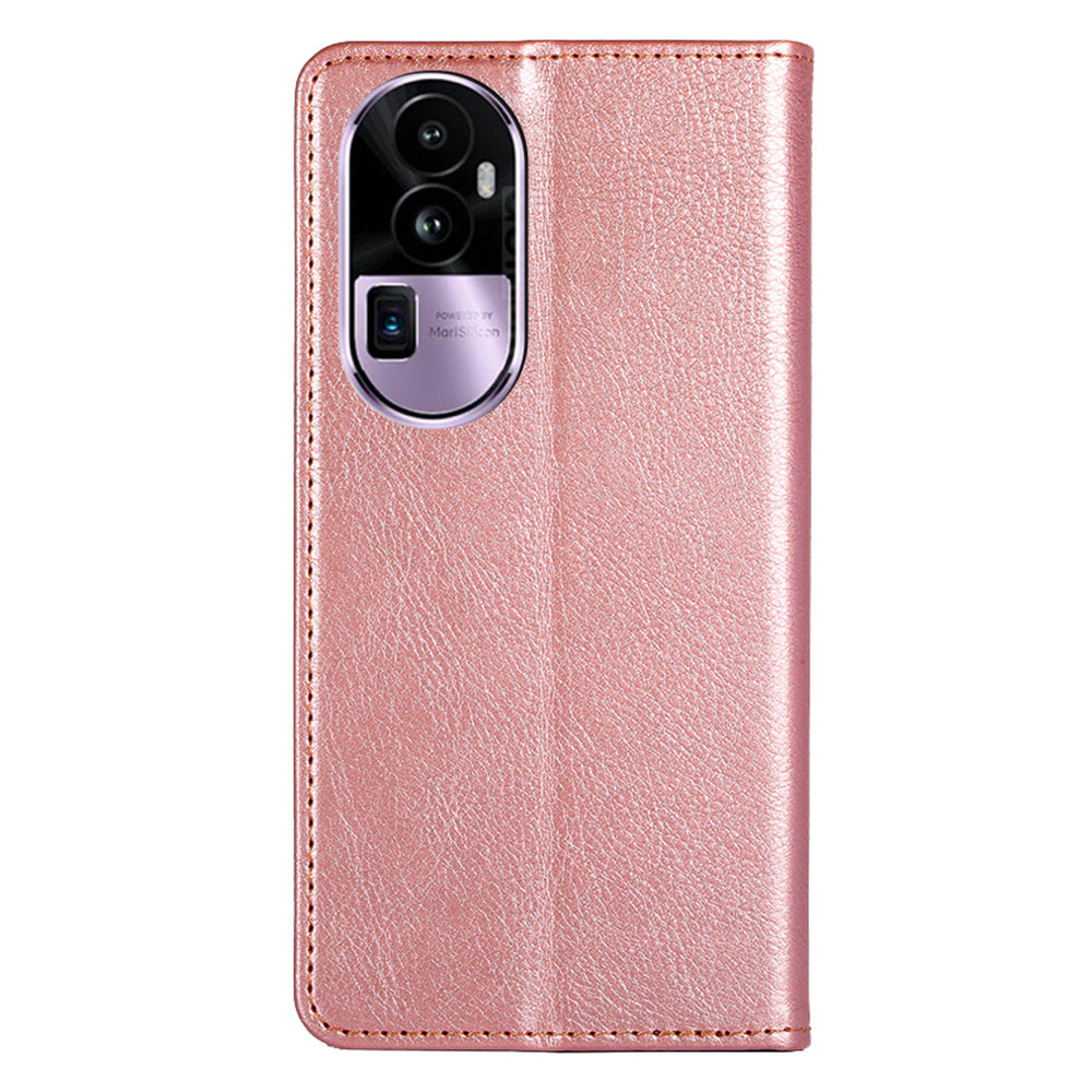 Uniqkart for Oppo Reno10 Pro+ 5G PU Leather + TPU Flip Cover Anti-drop Phone Case with Stand Wallet - Rose Gold
