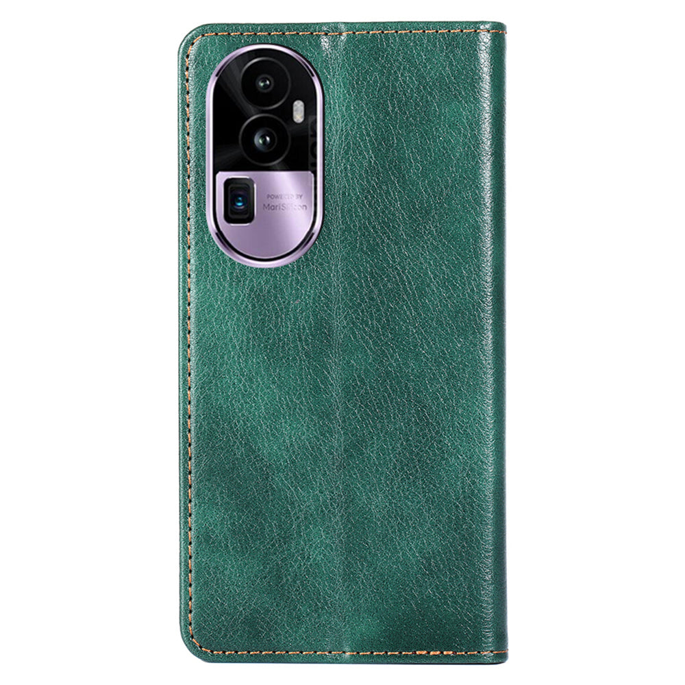 Uniqkart for Oppo Reno10 Pro+ 5G PU Leather + TPU Flip Cover Anti-drop Phone Case with Stand Wallet - Green