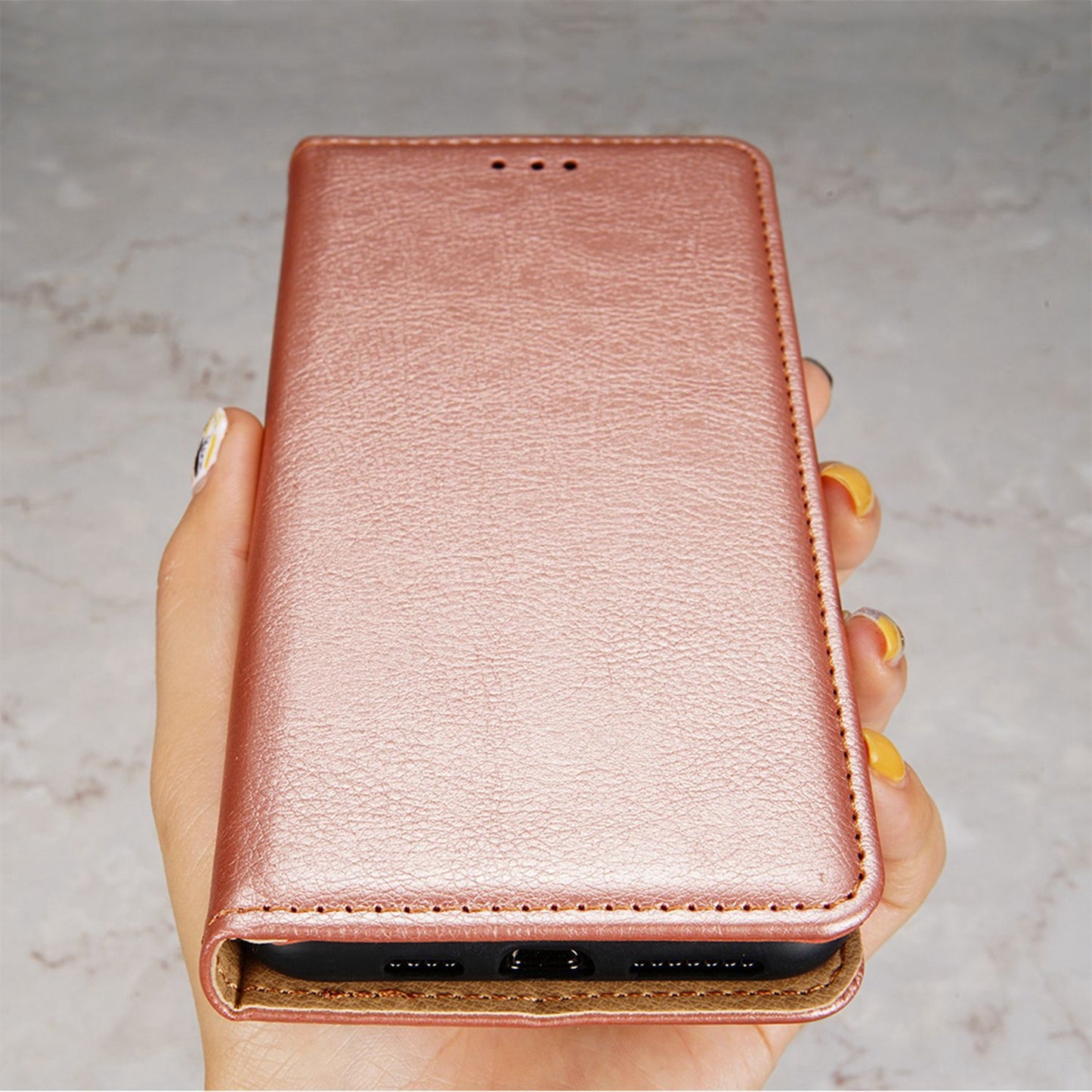 Uniqkart for Realme 11 5G PU Leather + TPU Flip Cover Scratch Resistant Phone Case with Stand Wallet - Rose Gold