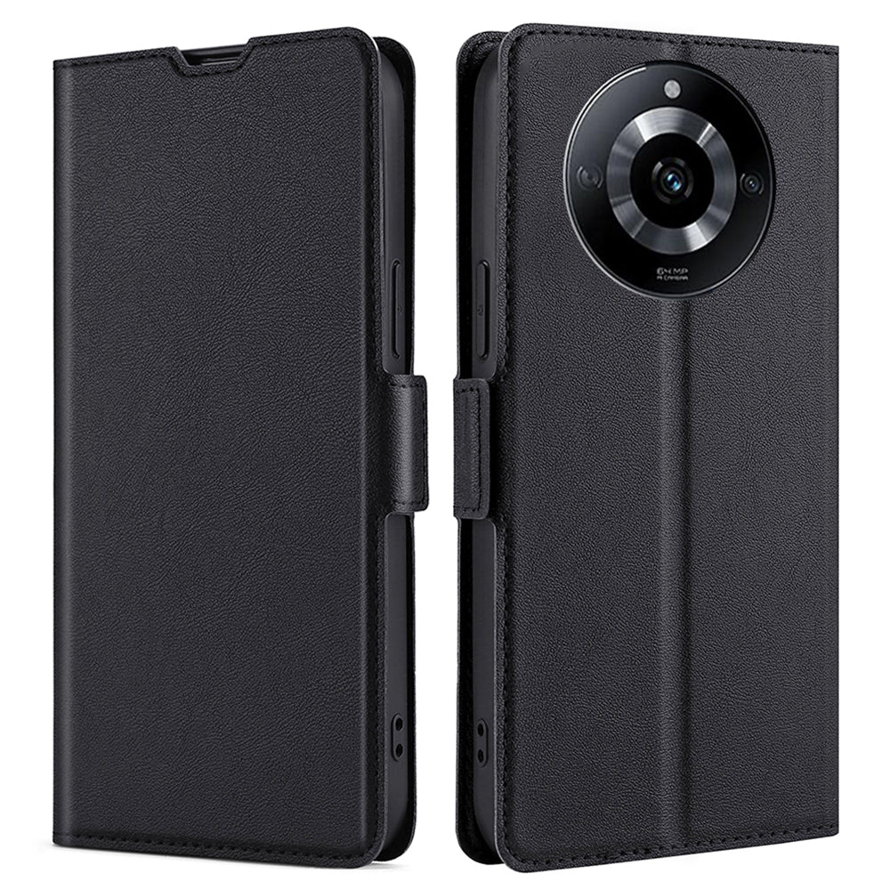 Uniqkart for Realme 11 5G PU Leather Stand Phone Cover Card Holder Shockproof Case - Black
