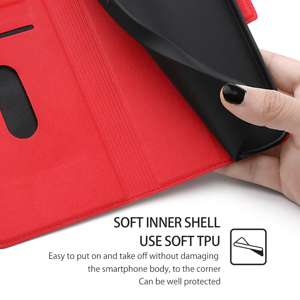 Uniqkart for Realme 11 5G PU Leather Stand Phone Cover Card Holder Shockproof Case - Red