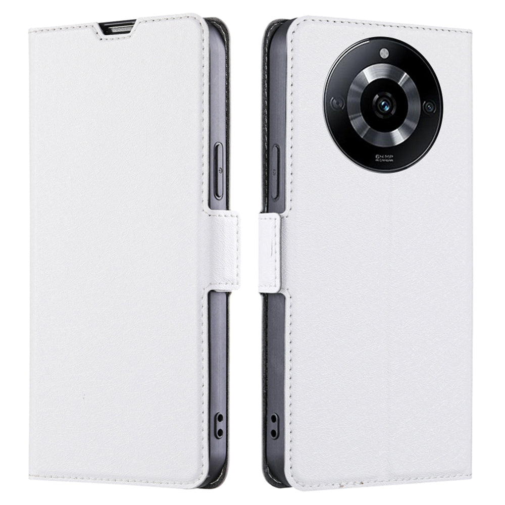 Uniqkart for Realme 11 5G PU Leather Stand Phone Cover Card Holder Shockproof Case - White