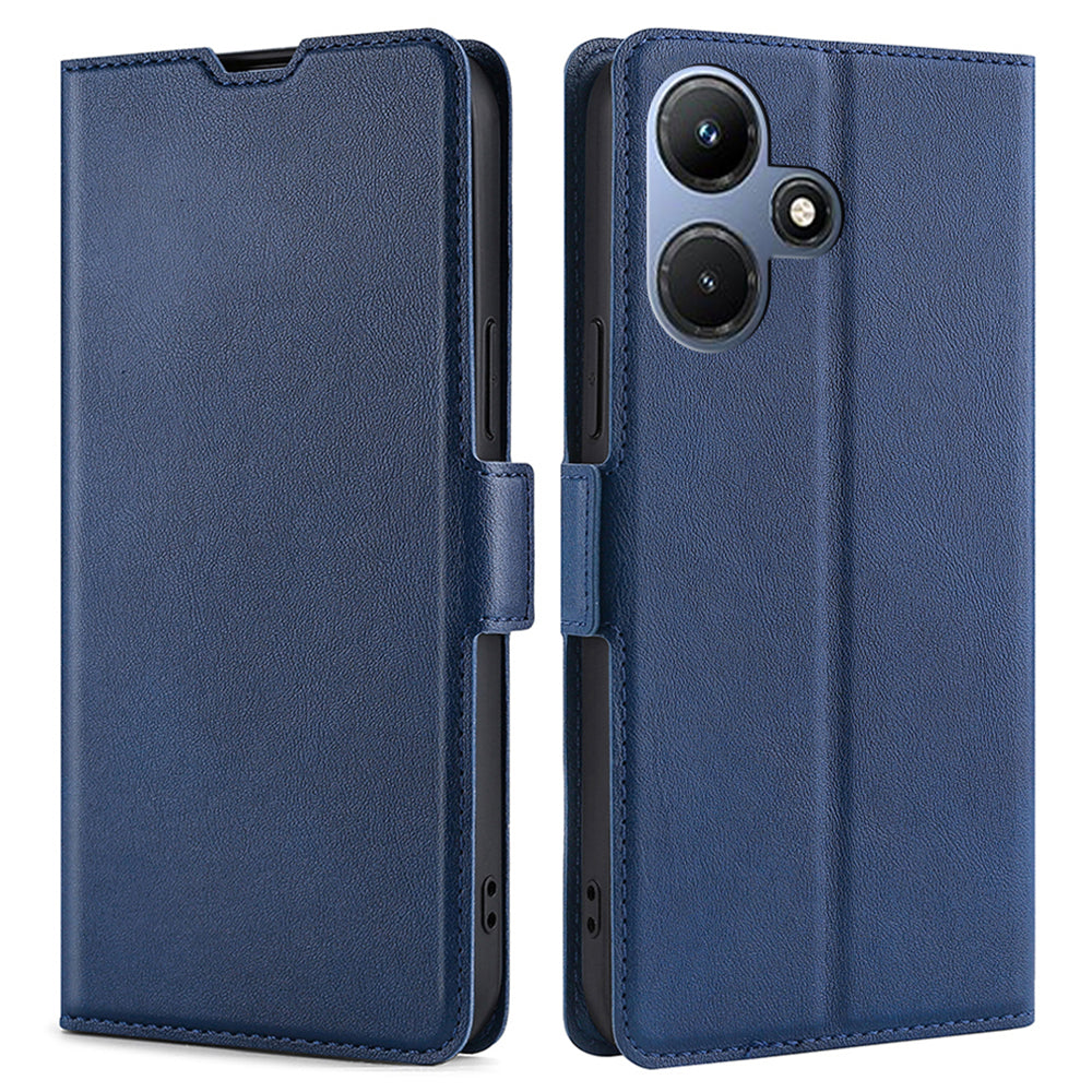 Uniqkart for Infinix Hot 30i PU Leather Viewing Stand Phone Cover Card Holder Shockproof Case - Blue