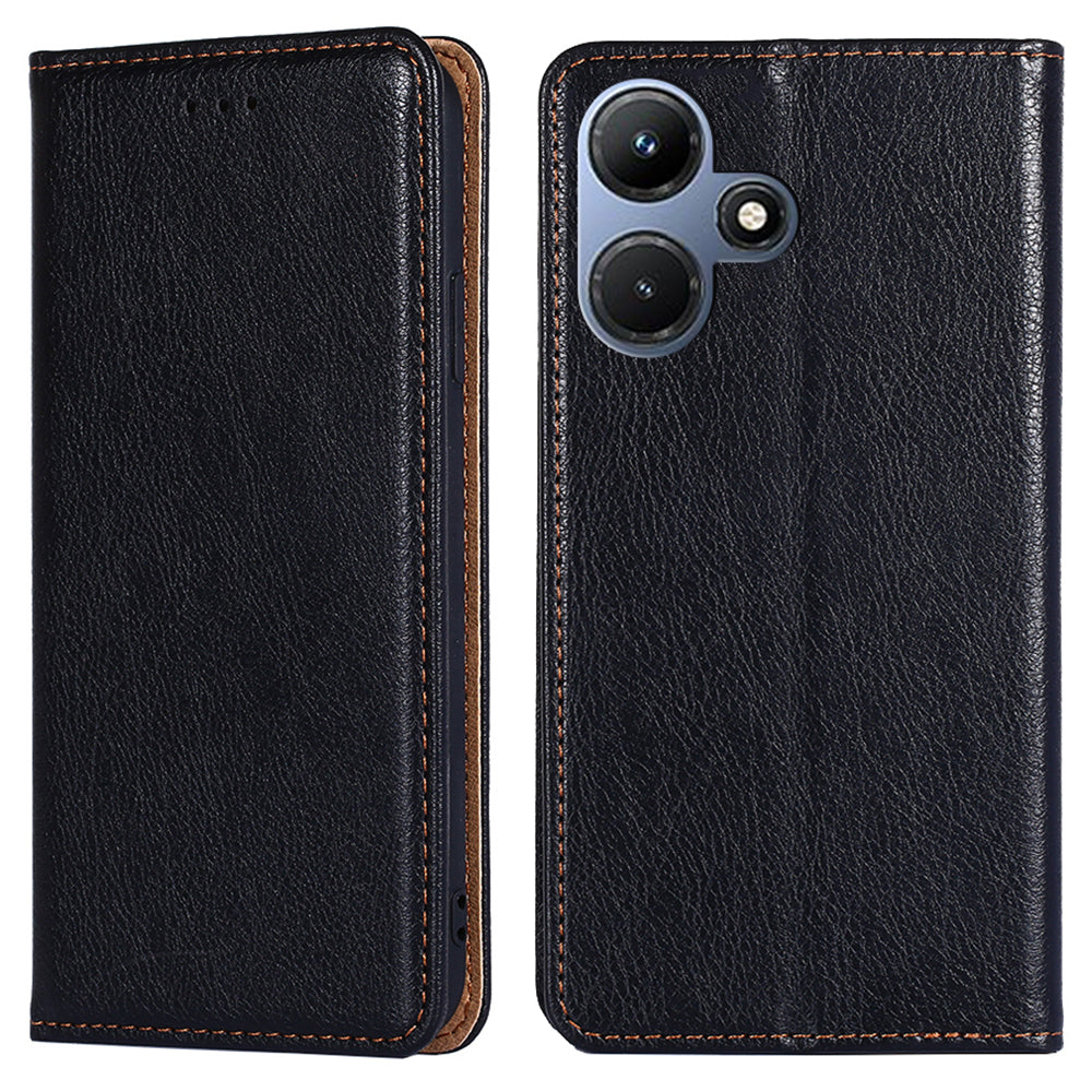 PU Leather + TPU Shell for Infinix Hot 30i Flip Cover Phone Case with Stand Wallet - Black