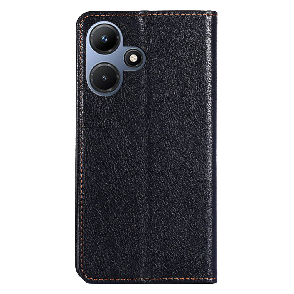 PU Leather + TPU Shell for Infinix Hot 30i Flip Cover Phone Case with Stand Wallet - Black