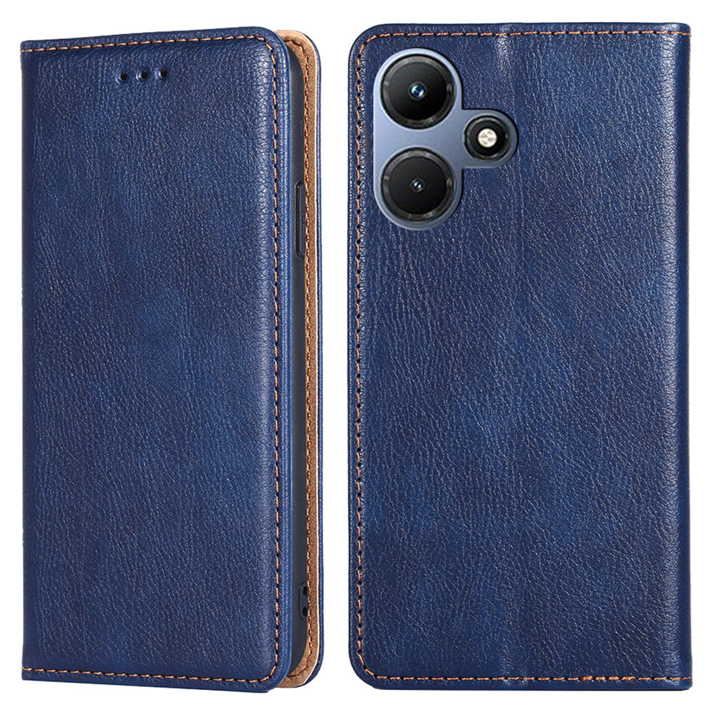 PU Leather + TPU Shell for Infinix Hot 30i Flip Cover Phone Case with Stand Wallet - Blue