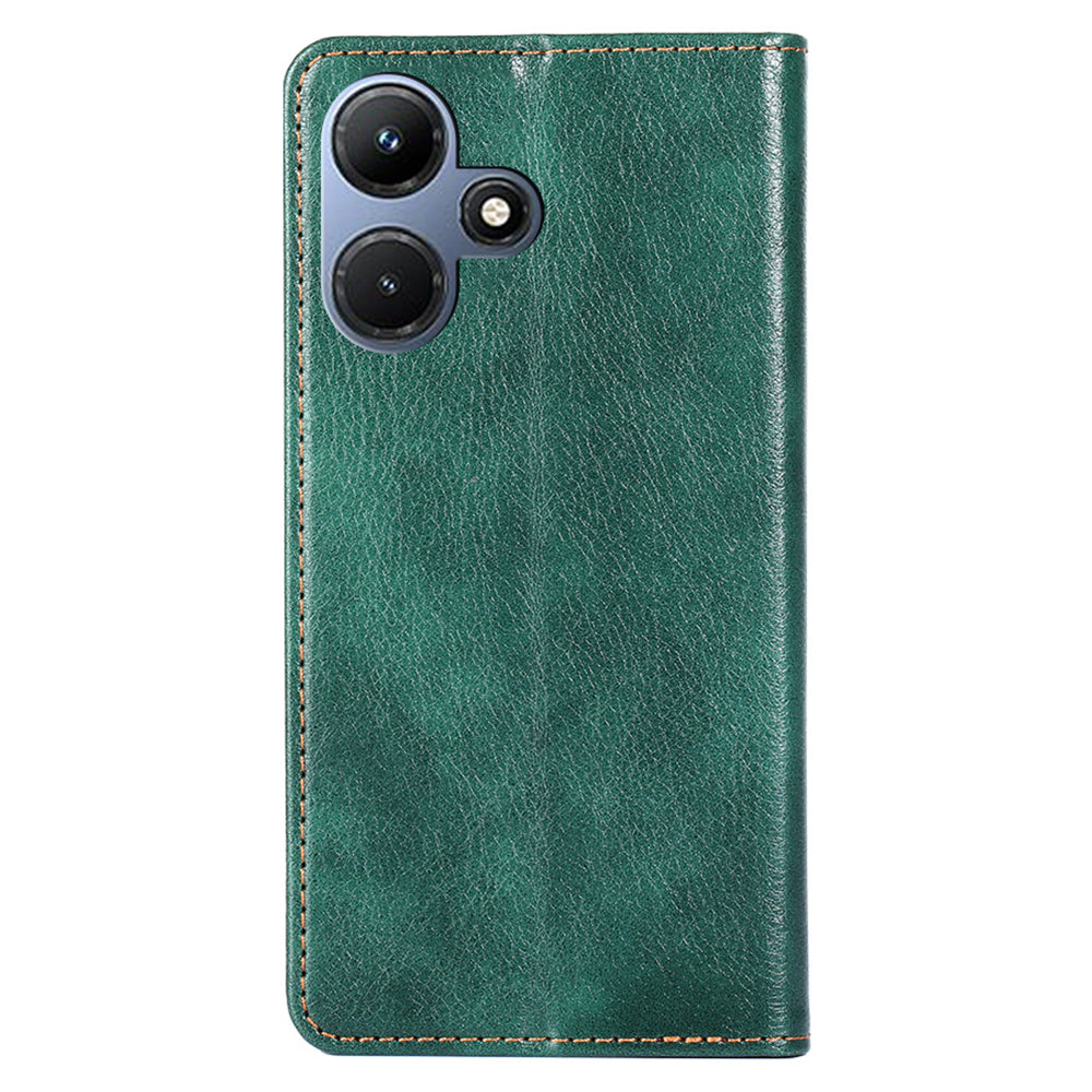 PU Leather + TPU Shell for Infinix Hot 30i Flip Cover Phone Case with Stand Wallet - Green