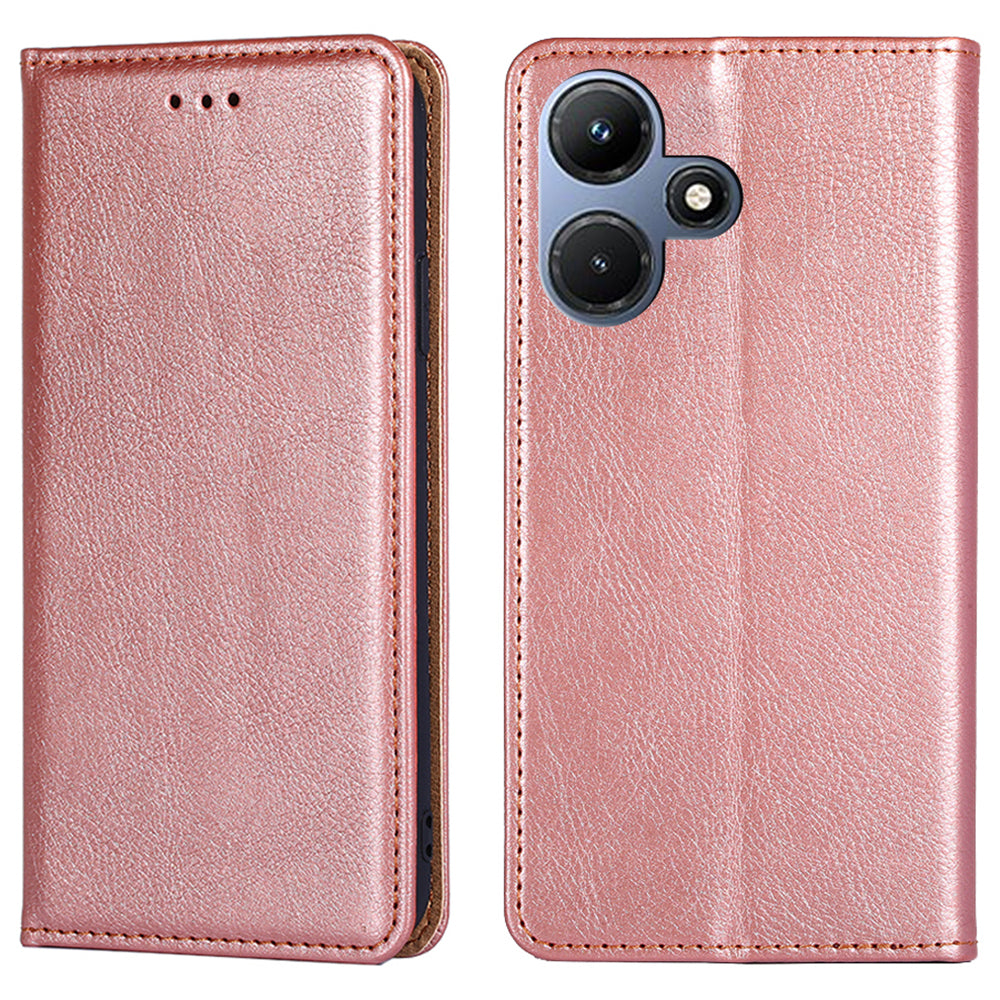 PU Leather + TPU Shell for Infinix Hot 30i Flip Cover Phone Case with Stand Wallet - Rose Gold
