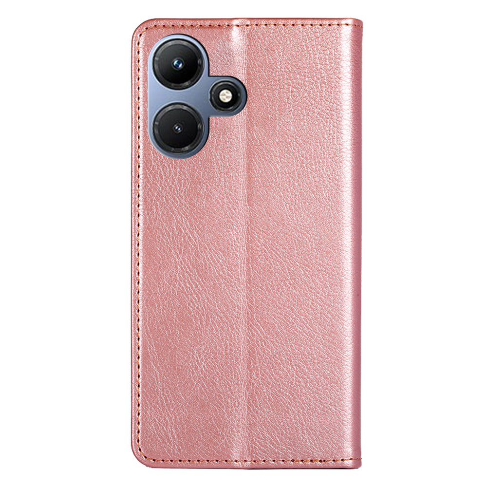 PU Leather + TPU Shell for Infinix Hot 30i Flip Cover Phone Case with Stand Wallet - Rose Gold