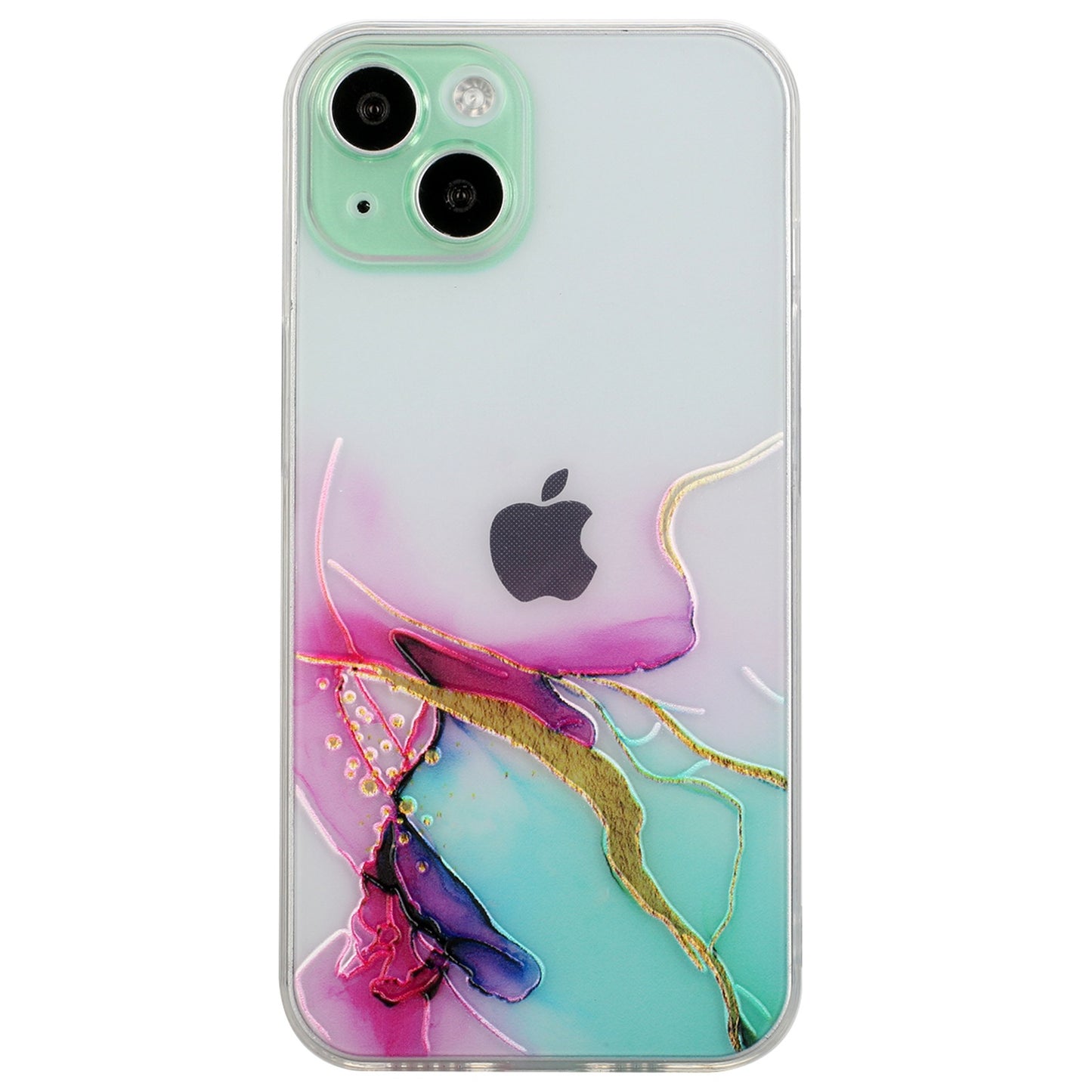 Uniqkart for iPhone 15 Shockproof TPU Case Embossing Marble Pattern Phone Shell Anti-Scratch Phone Cover - Green