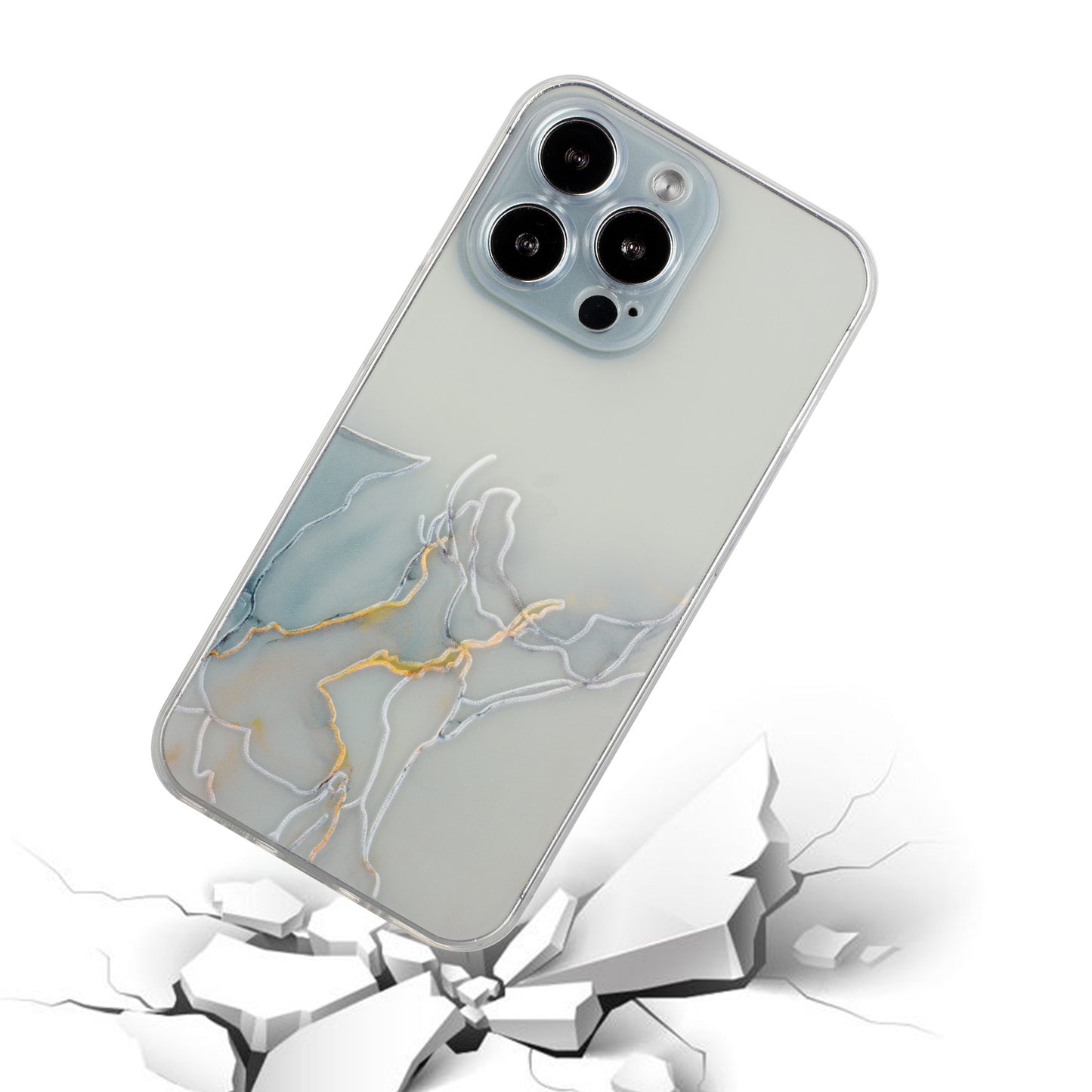 Soft TPU Phone Case for iPhone 15 Pro , Embossing Marble Pattern Protective Phone Cover - Grey