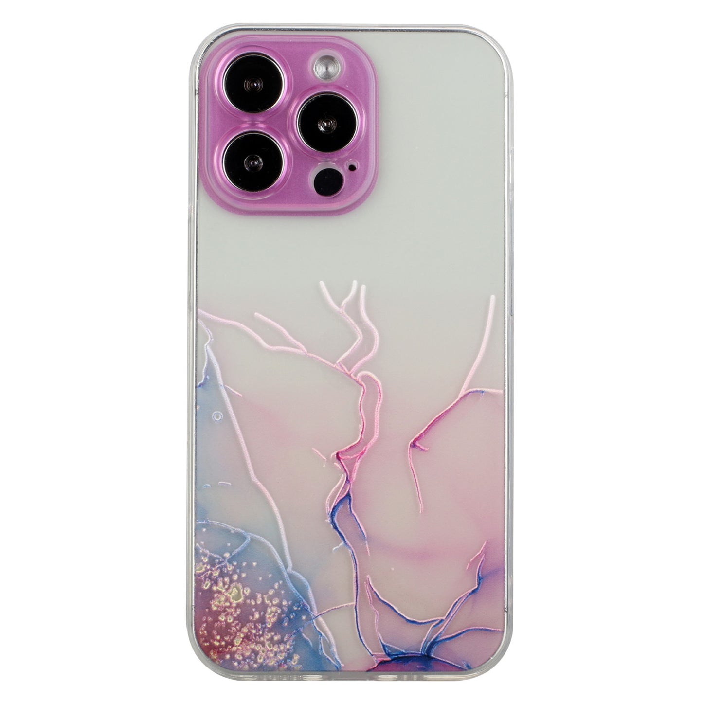 Soft TPU Phone Case for iPhone 15 Pro , Embossing Marble Pattern Protective Phone Cover - Pink