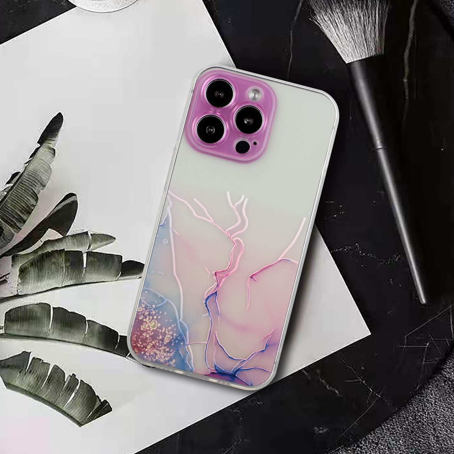 Soft TPU Phone Case for iPhone 15 Pro , Embossing Marble Pattern Protective Phone Cover - Pink