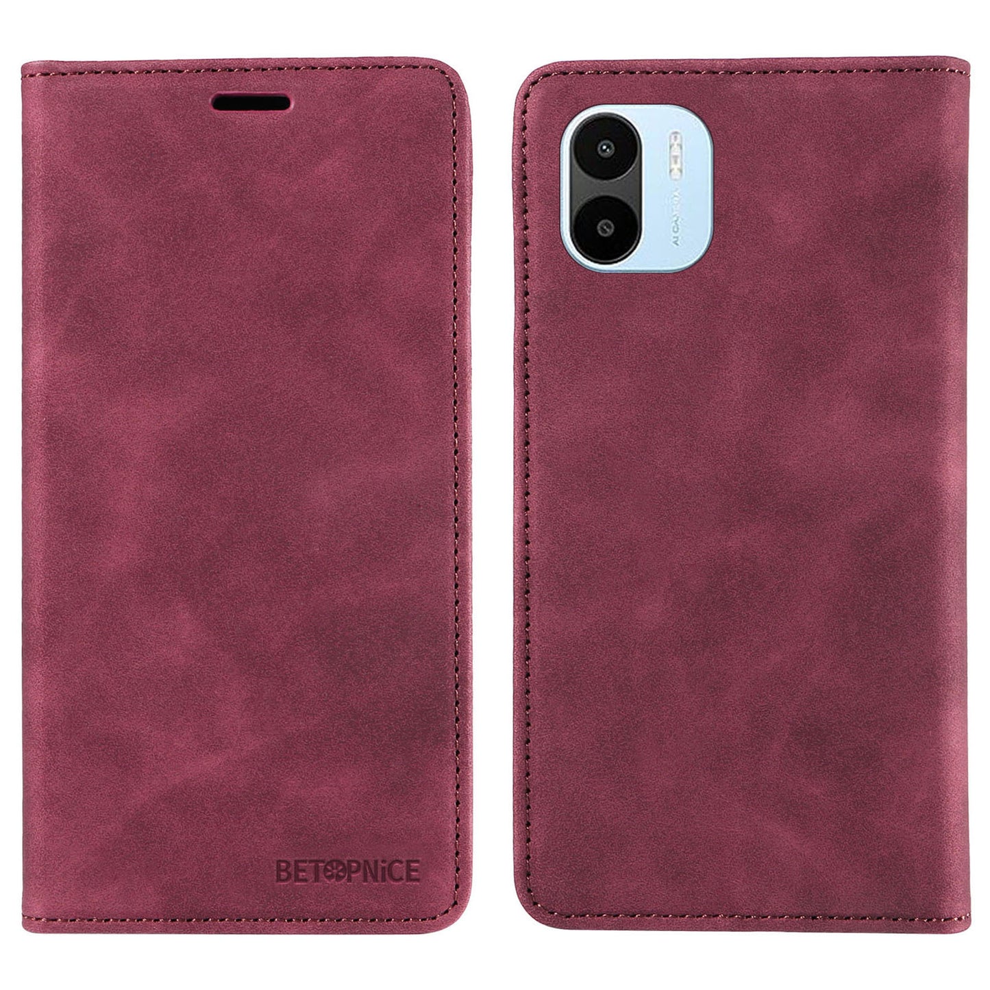 Uniqkart 003 For Xiaomi Redmi A1 4G / A2 4G Wallet Case RFID Blocking Phone Leather Stand Cover - Red