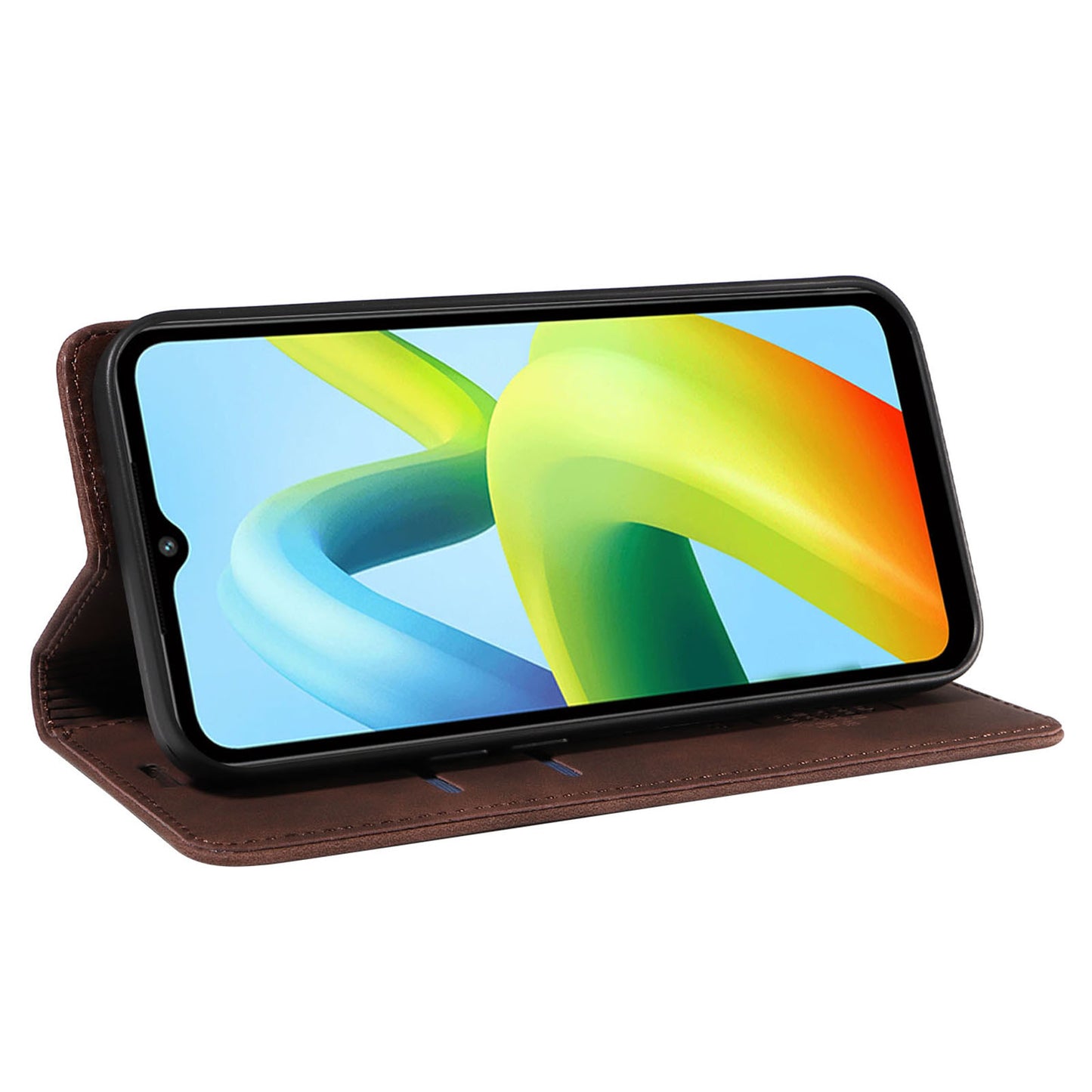 for Xiaomi Redmi A1+ 4G / A2+ 4G / Poco C50 4G / Poco C51 4G RFID Blocking Phone Wallet Leather Stand Case (with Fingerprint Hole) - Brown