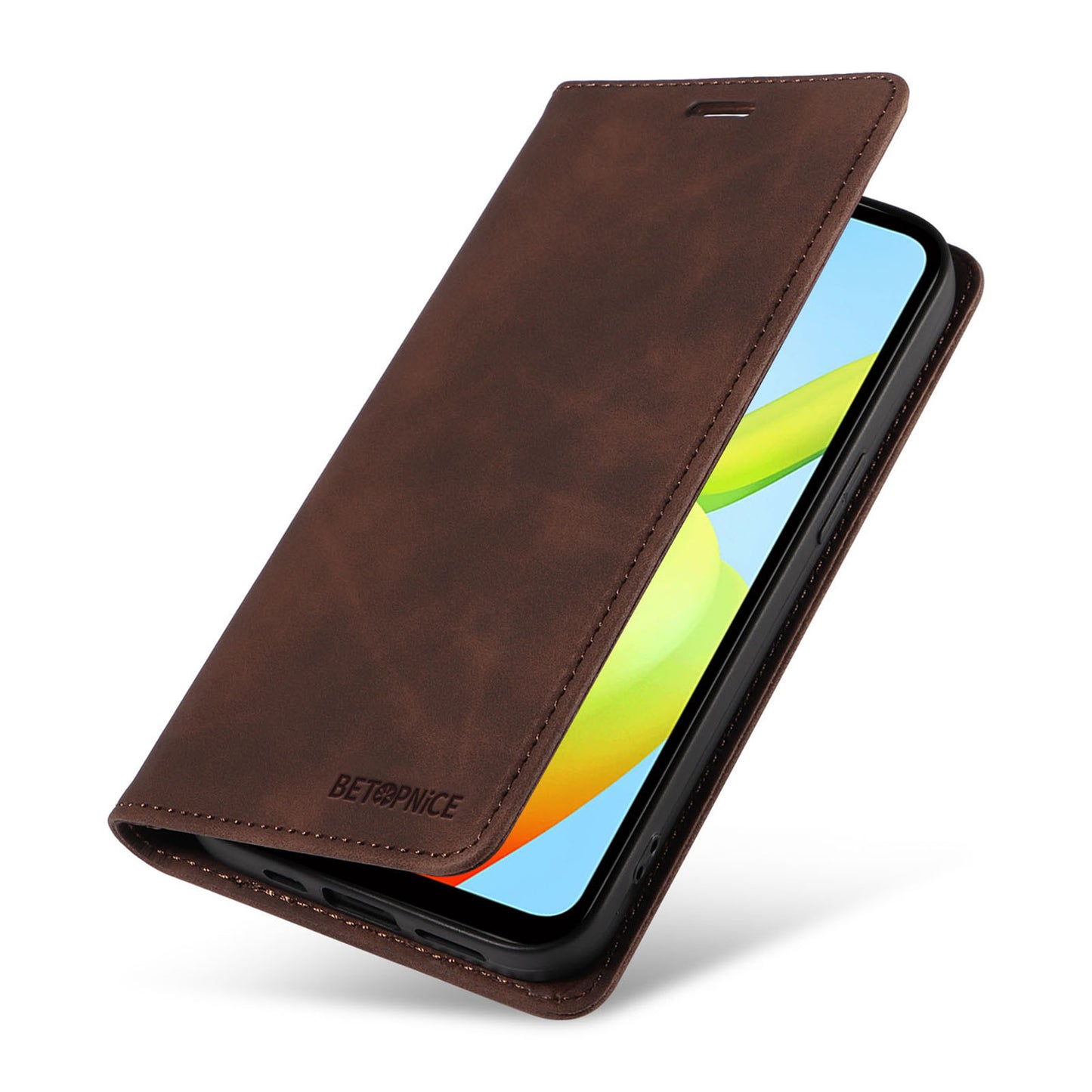 for Xiaomi Redmi A1+ 4G / A2+ 4G / Poco C50 4G / Poco C51 4G RFID Blocking Phone Wallet Leather Stand Case (with Fingerprint Hole) - Brown