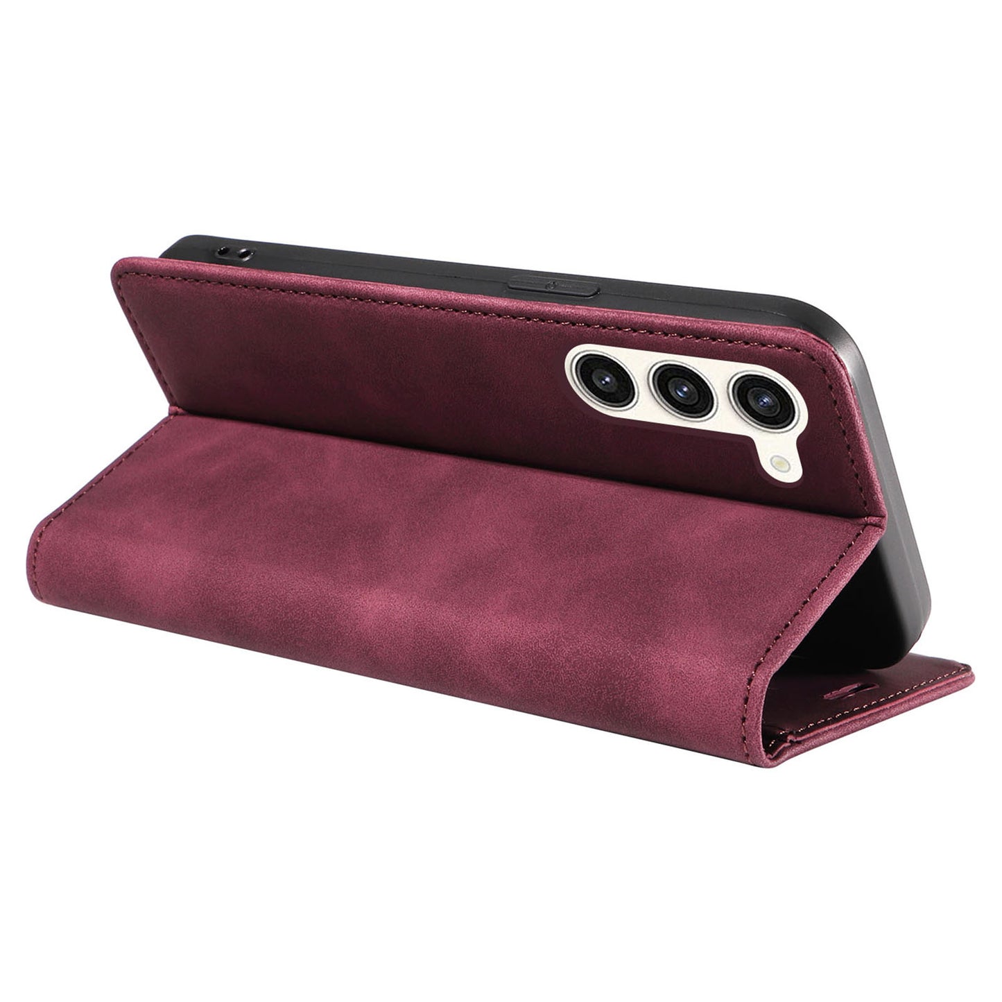 Uniqkart 003 For Samsung Galaxy S23+ RFID Blocking Phone Wallet Leather Stand Anti-drop Case - Red