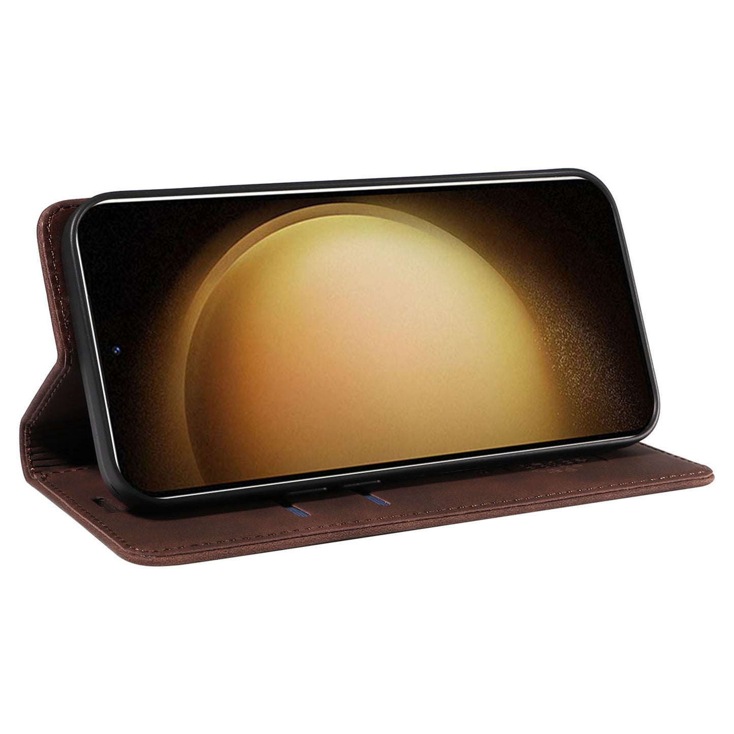 Uniqkart 003 For Samsung Galaxy S23+ RFID Blocking Phone Wallet Leather Stand Anti-drop Case - Brown