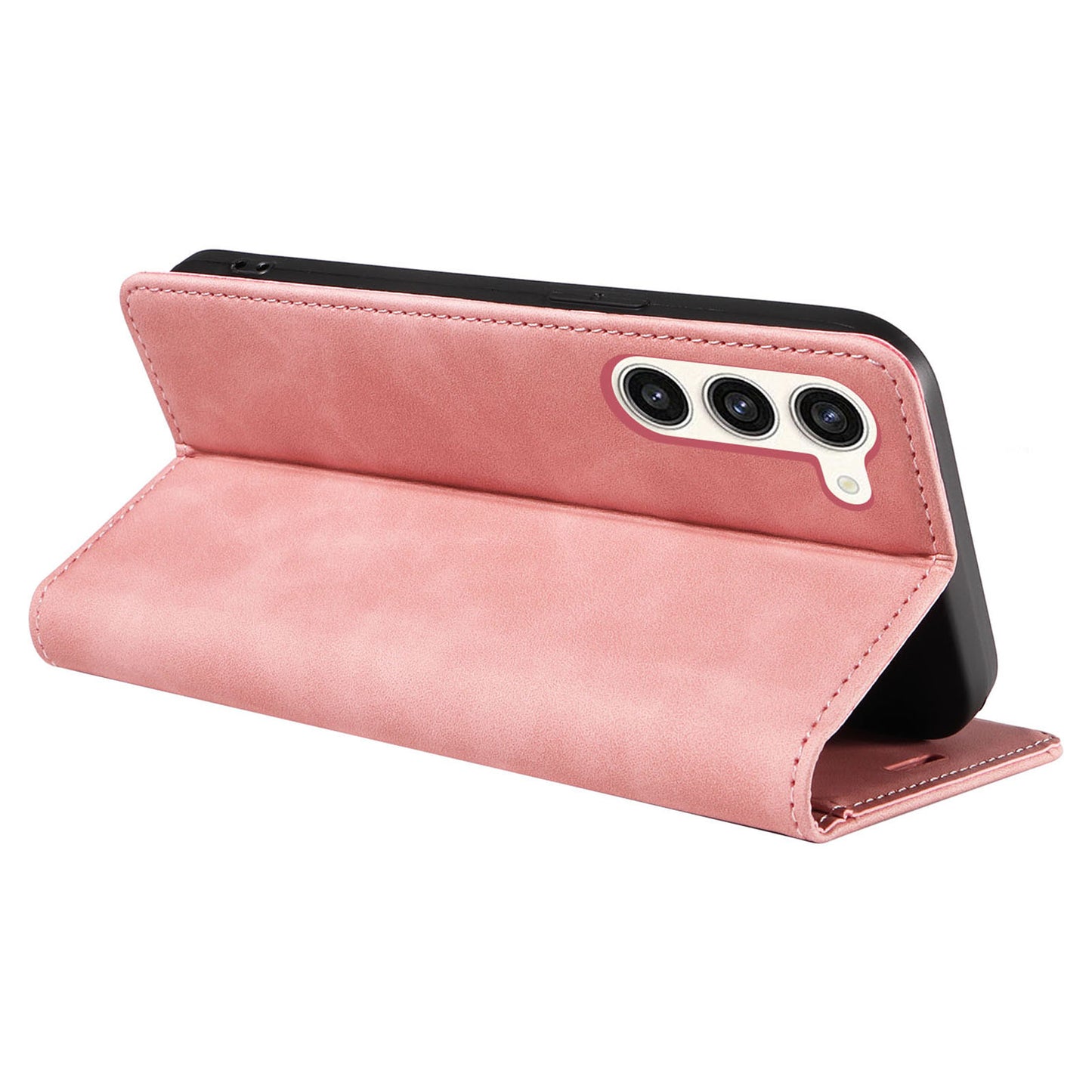 Uniqkart 003 For Samsung Galaxy S23+ RFID Blocking Phone Wallet Leather Stand Anti-drop Case - Pink