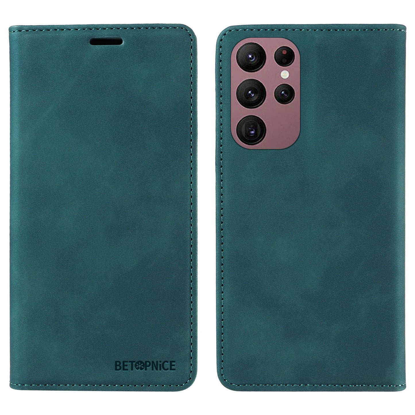 Uniqkart 003 For Samsung Galaxy S23 Ultra RFID Blocking Phone Wallet Leather Stand Shockproof Case - Green