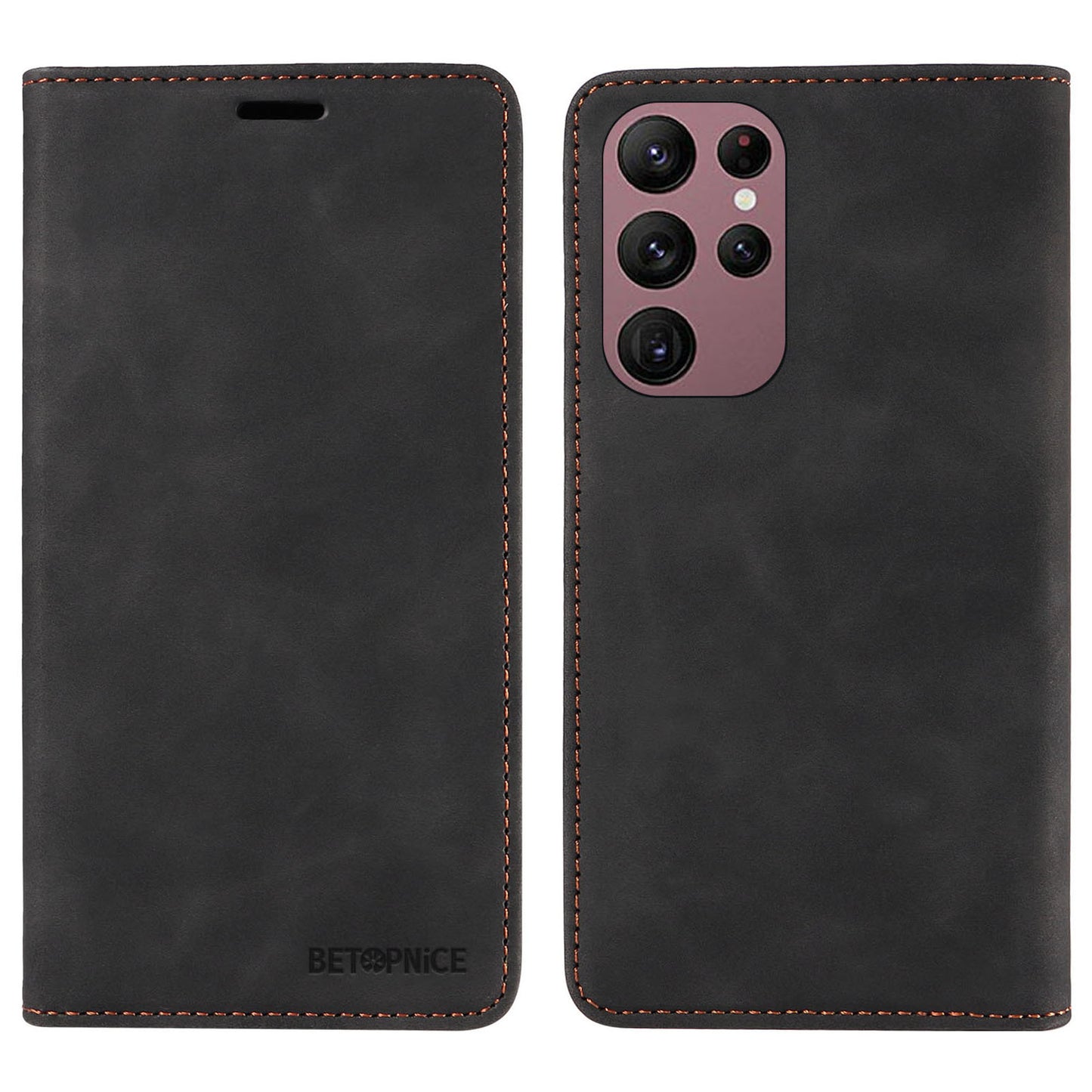 Uniqkart 003 For Samsung Galaxy S23 Ultra RFID Blocking Phone Wallet Leather Stand Shockproof Case - Black