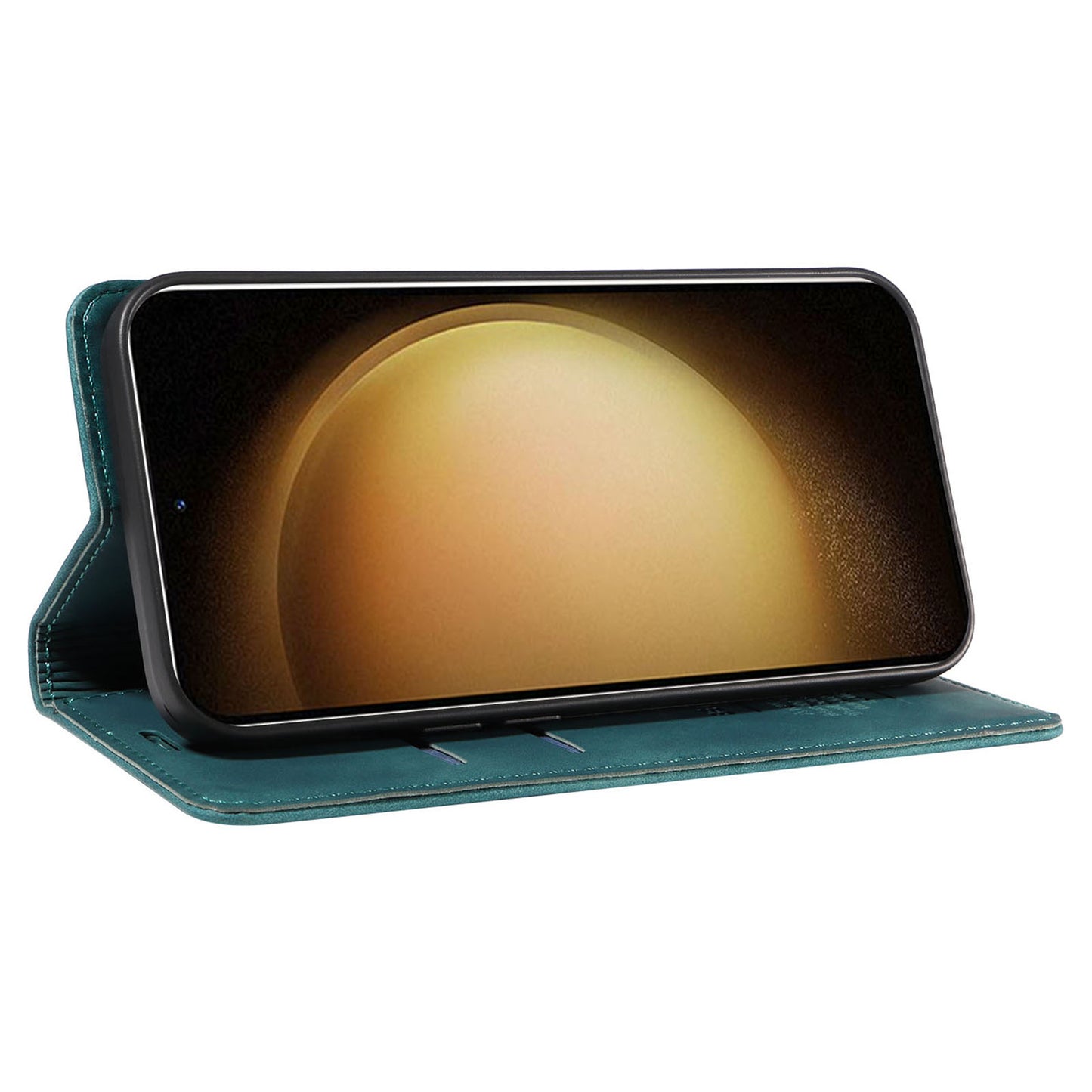 Uniqkart 003 Phone Cover for Samsung Galaxy S23 RFID Blocking Wallet Leather Stand Shockproof Case - Green