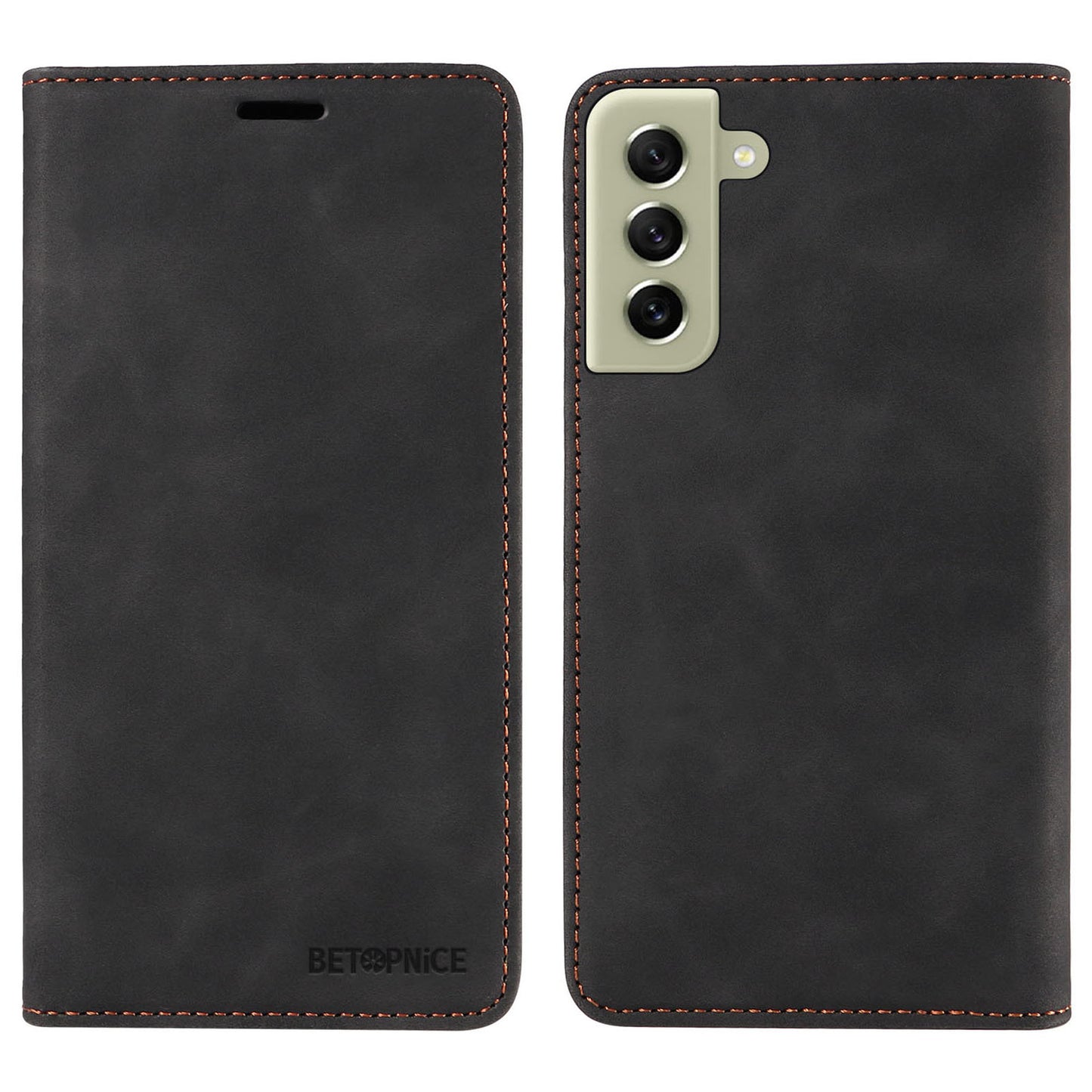 Uniqkart 003 Anti-scratch Cover for Samsung Galaxy S22 5G RFID Blocking Phone Wallet Leather Stand Case - Black