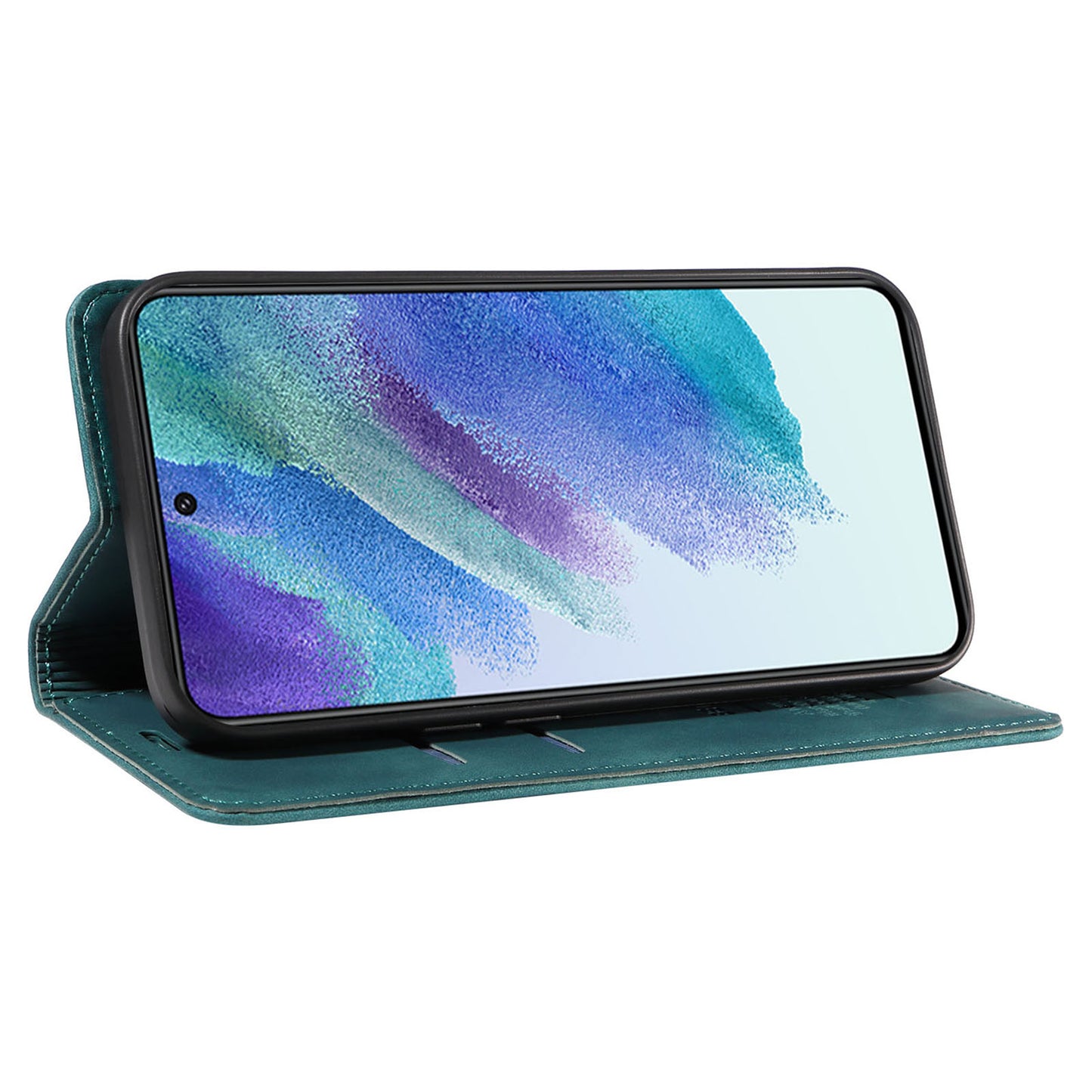 Uniqkart 003 For Samsung Galaxy S22+ 5G Anti-collision RFID Blocking Phone Wallet Leather Stand Case - Green
