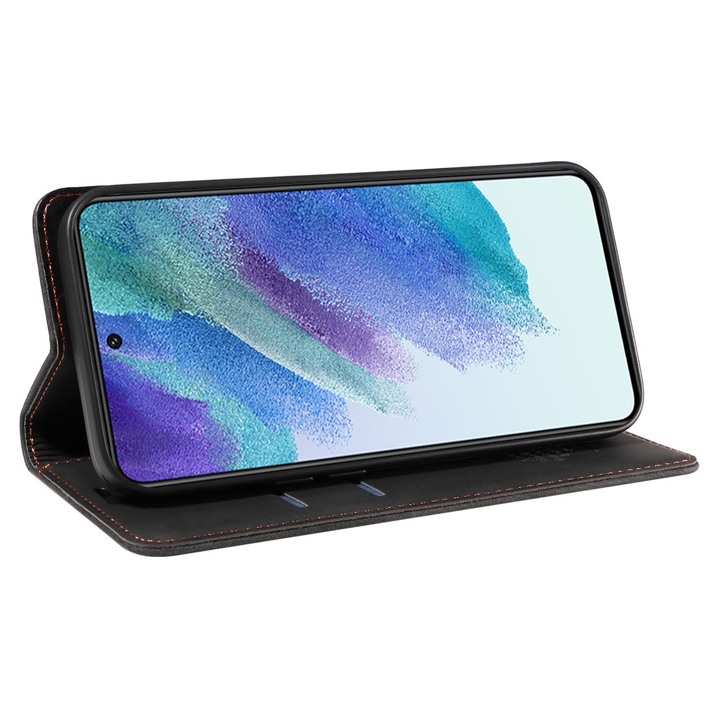 Uniqkart 003 For Samsung Galaxy S22+ 5G Anti-collision RFID Blocking Phone Wallet Leather Stand Case - Black