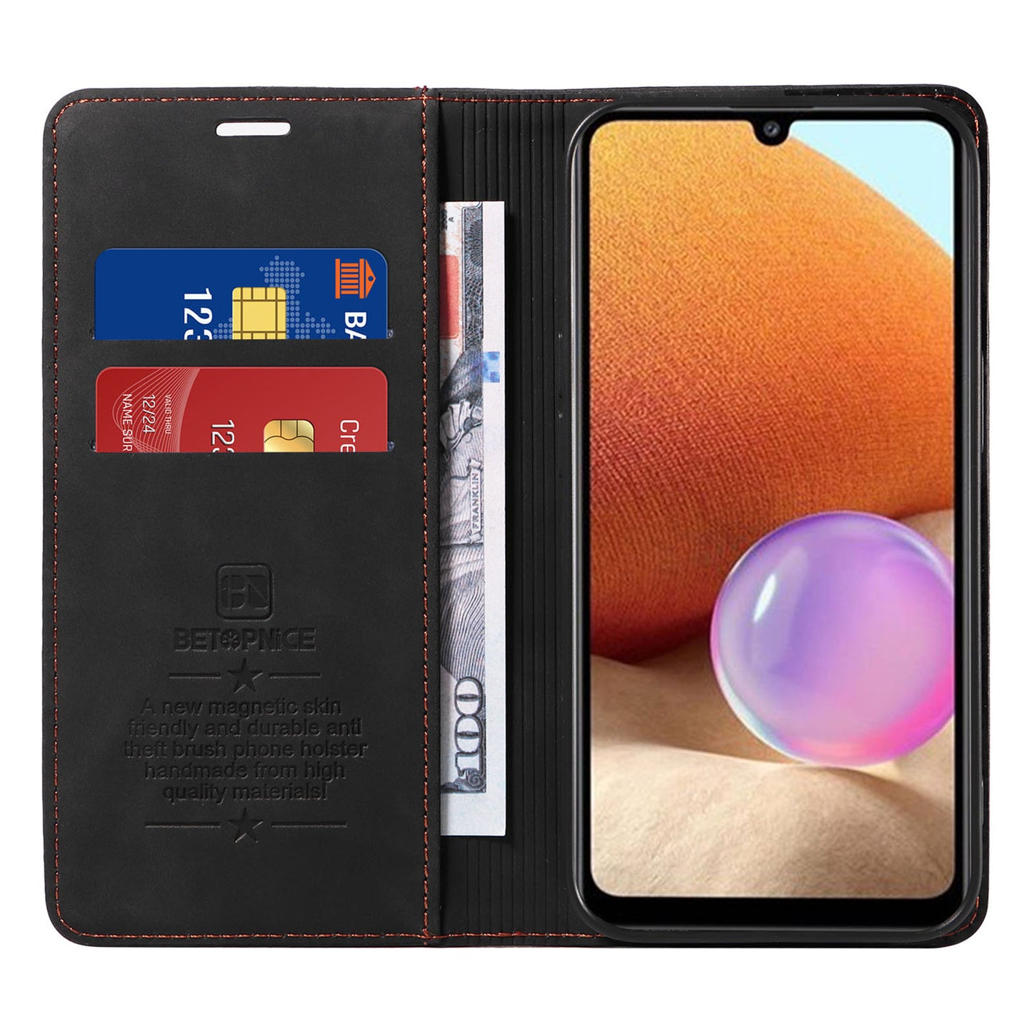 Uniqkart 003 Wallet Cover for Samsung Galaxy A32 5G / M32 5G RFID Blocking Phone Leather Stand Case - Black