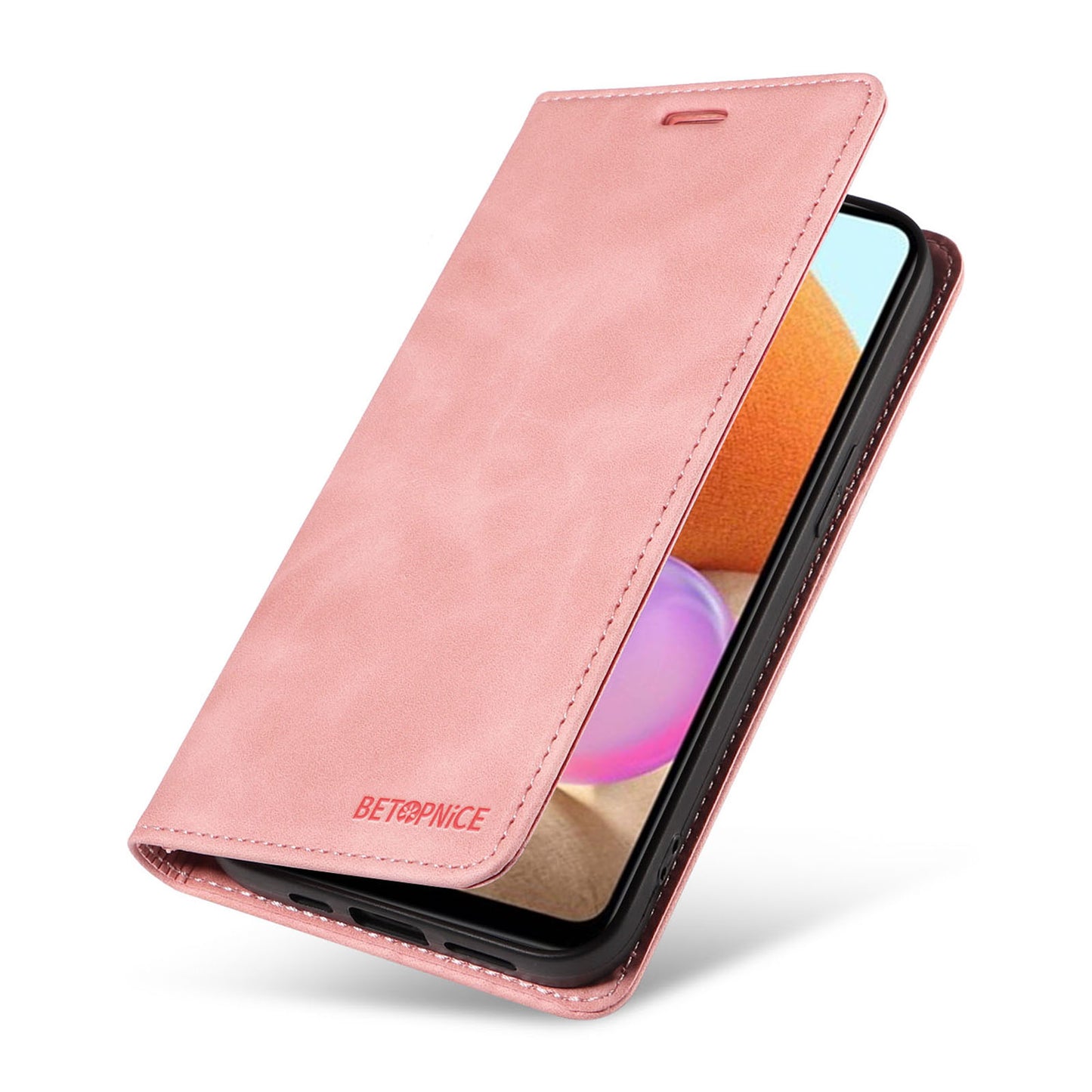 Uniqkart 003 Phone Cover for Samsung Galaxy A32 4G (EU Version) RFID Blocking Wallet Leather Stand Case - Pink