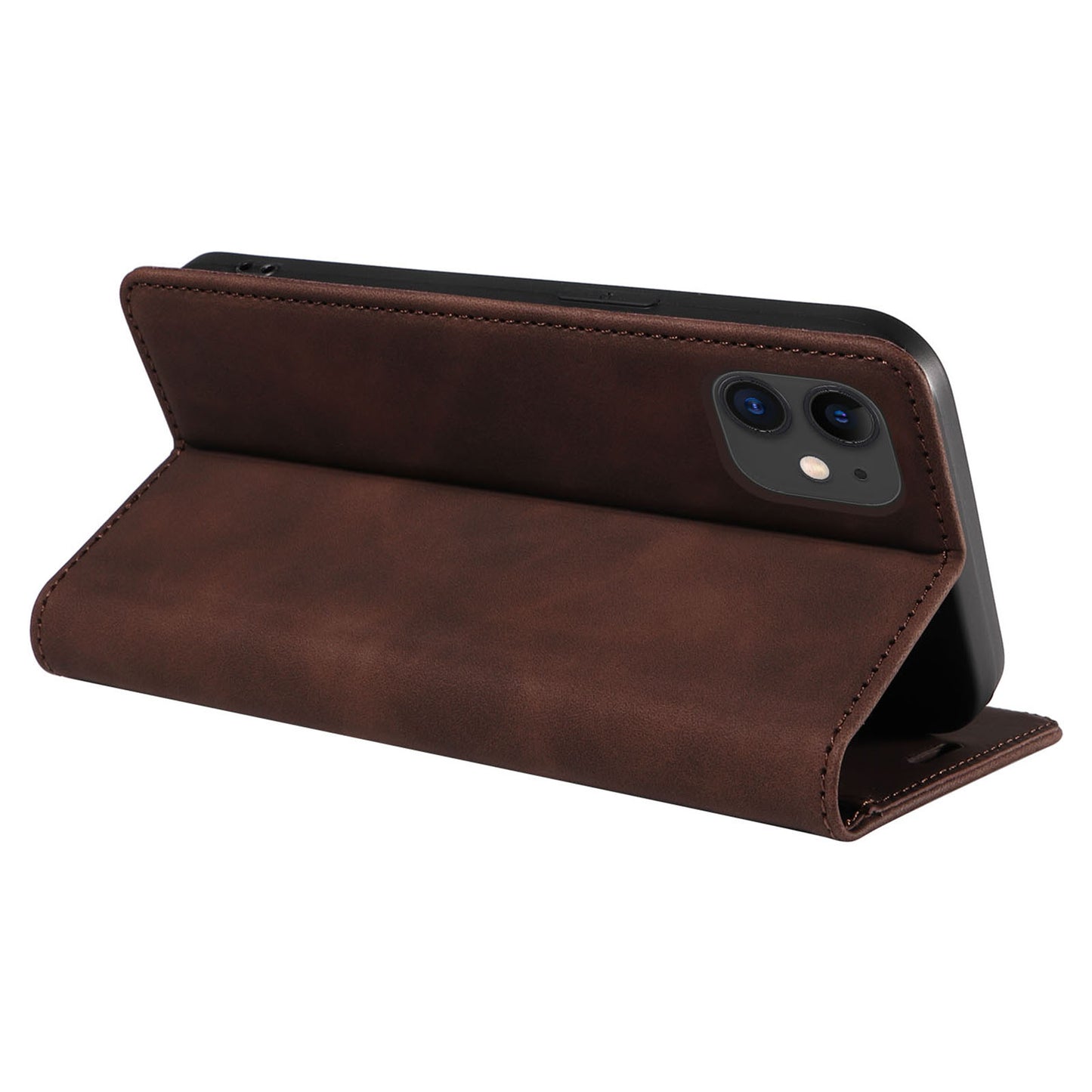 Uniqkart 003 For iPhone 12 / 12 Pro 6.1 inch Cell Phone Cover Wallet Leather Stand RFID Blocking Case - Brown