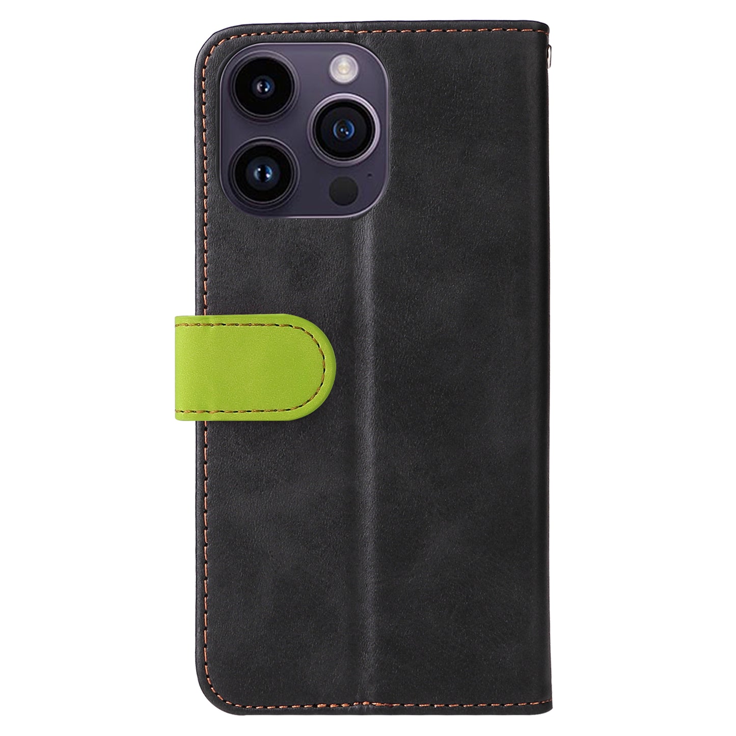 Stand Wallet Shell for iPhone 15 Ultra Business Style Phone Case Dual-color Splicing PU Leather Cover - Green