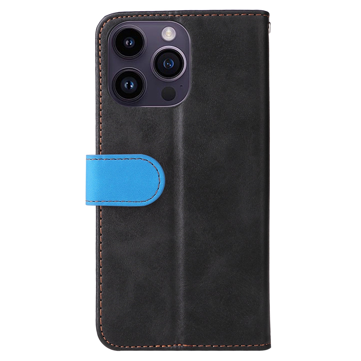 Stand Wallet Shell for iPhone 15 Ultra Business Style Phone Case Dual-color Splicing PU Leather Cover - Blue