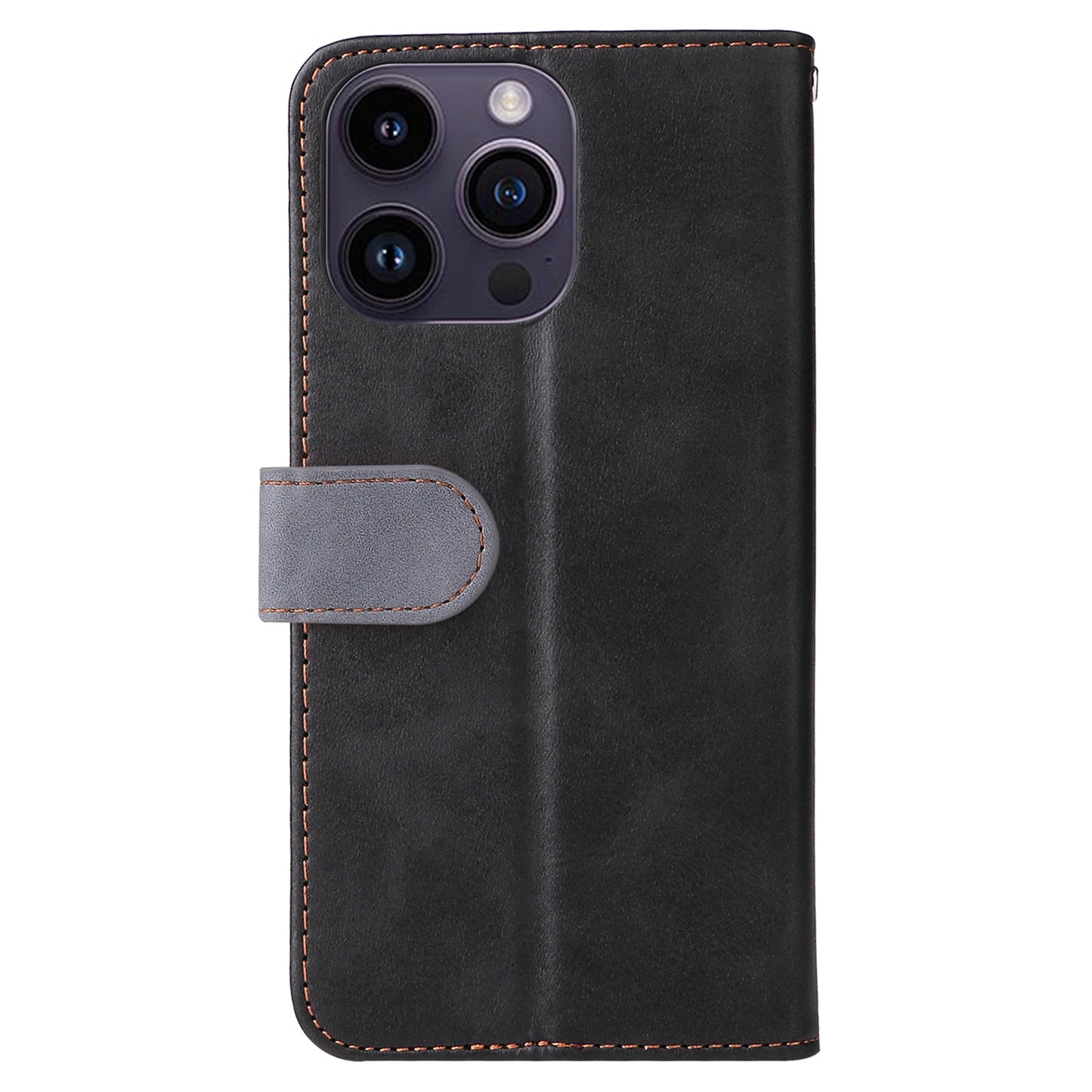 Stand Wallet Shell for iPhone 15 Ultra Business Style Phone Case Dual-color Splicing PU Leather Cover - Grey