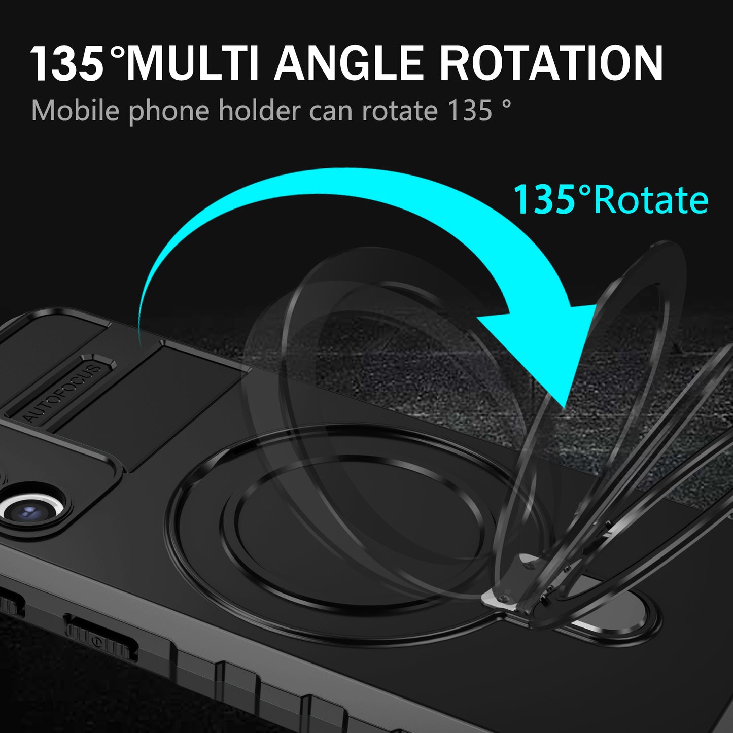 Uniqkart for Samsung Galaxy S21+ 5G Magnetic Metal Ring Cell Phone Case PC+TPU Phone Shell Kickstand Cover - Black