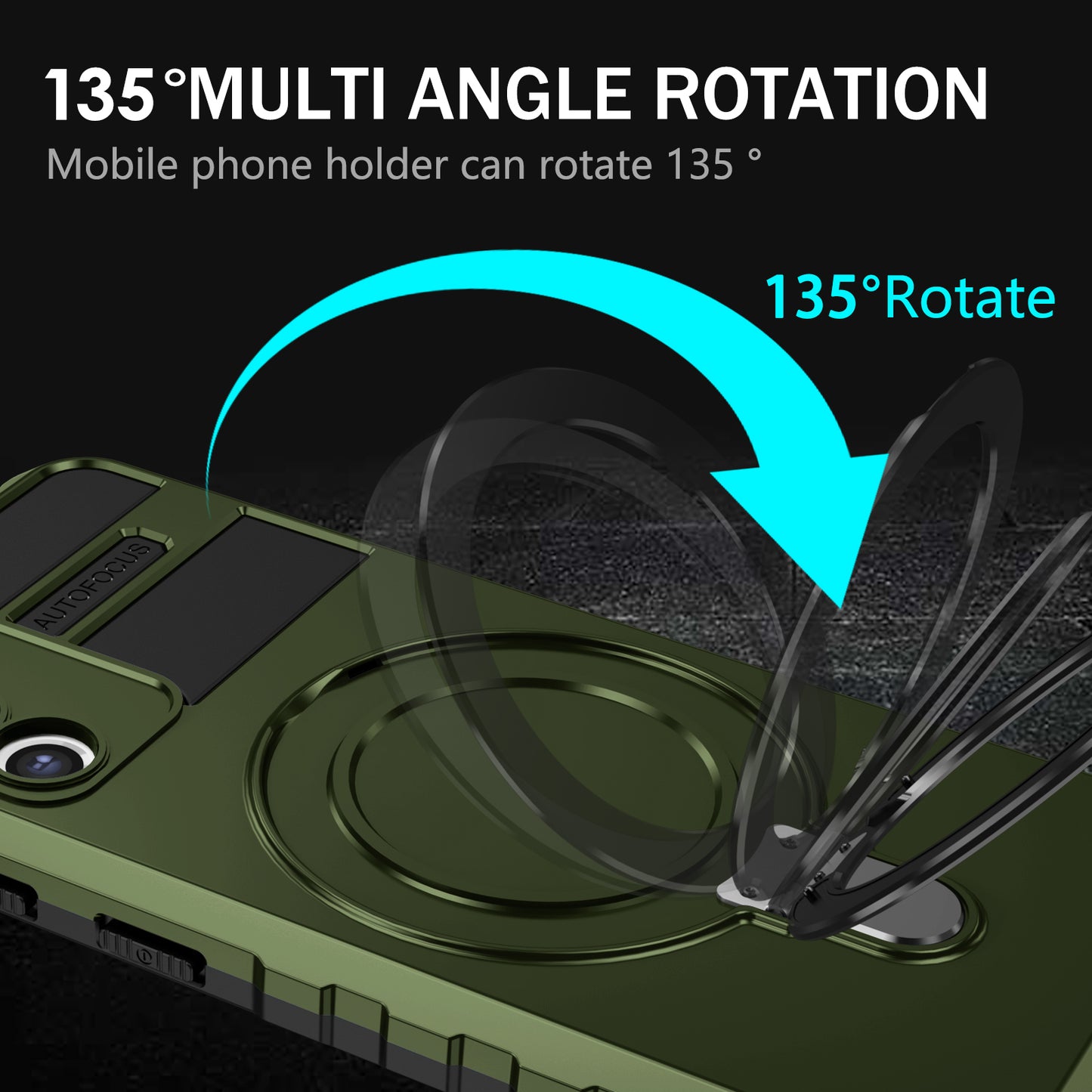 Uniqkart for Samsung Galaxy S21+ 5G Magnetic Metal Ring Cell Phone Case PC+TPU Phone Shell Kickstand Cover - Green