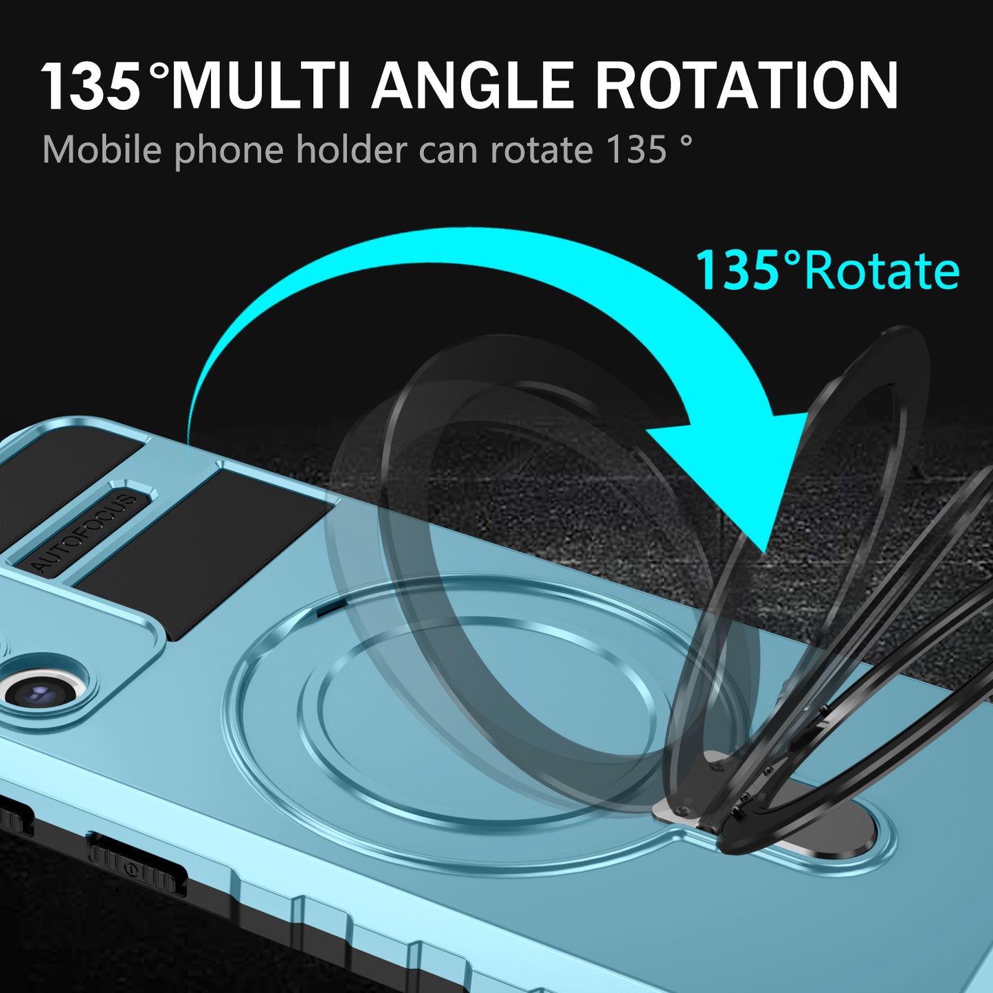 Uniqkart for Samsung Galaxy S21+ 5G Magnetic Metal Ring Cell Phone Case PC+TPU Phone Shell Kickstand Cover - Baby Blue