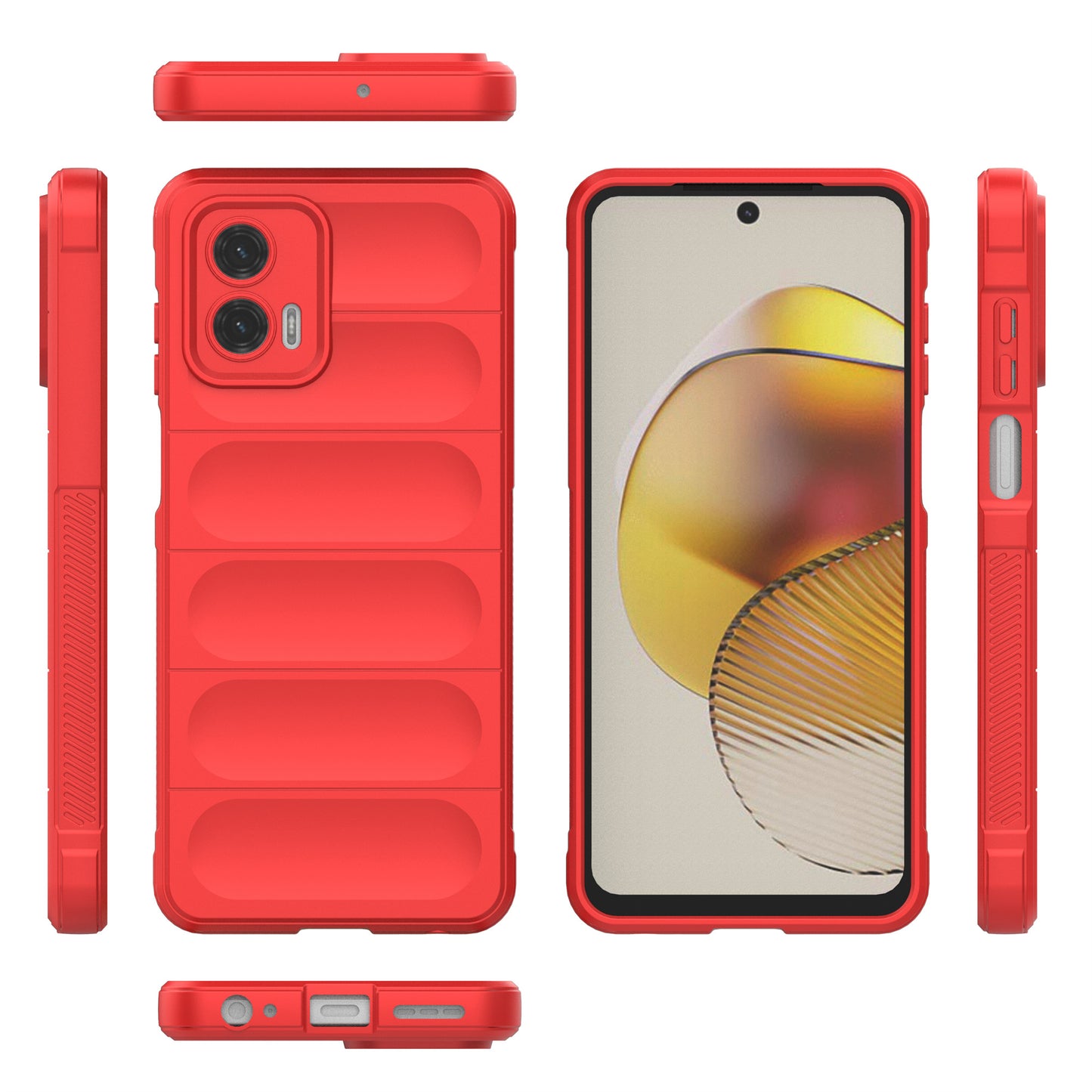 Uniqkart for Motorola Moto G73 5G Anti-drop Phone Case Rugged TPU Protective Cover - Red