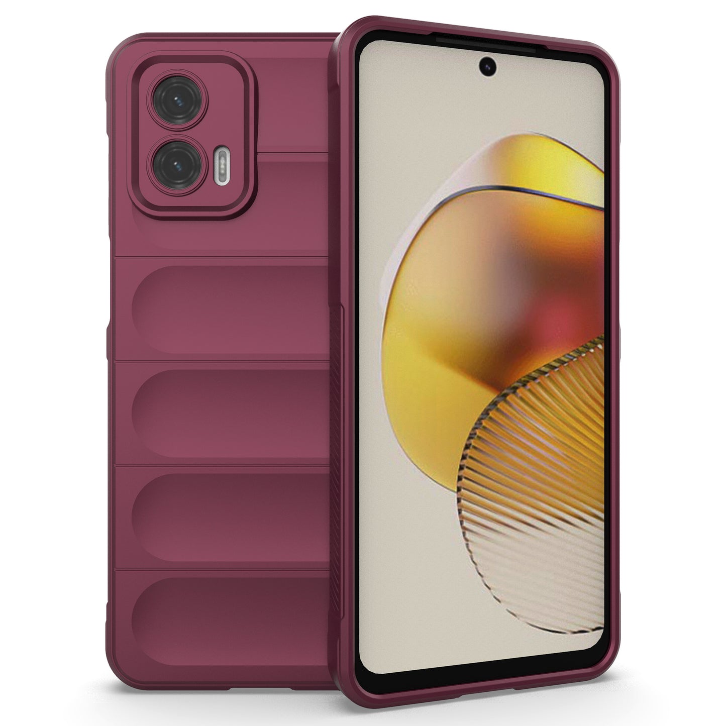 Uniqkart for Motorola Moto G73 5G Anti-drop Phone Case Rugged TPU Protective Cover - Wine Red