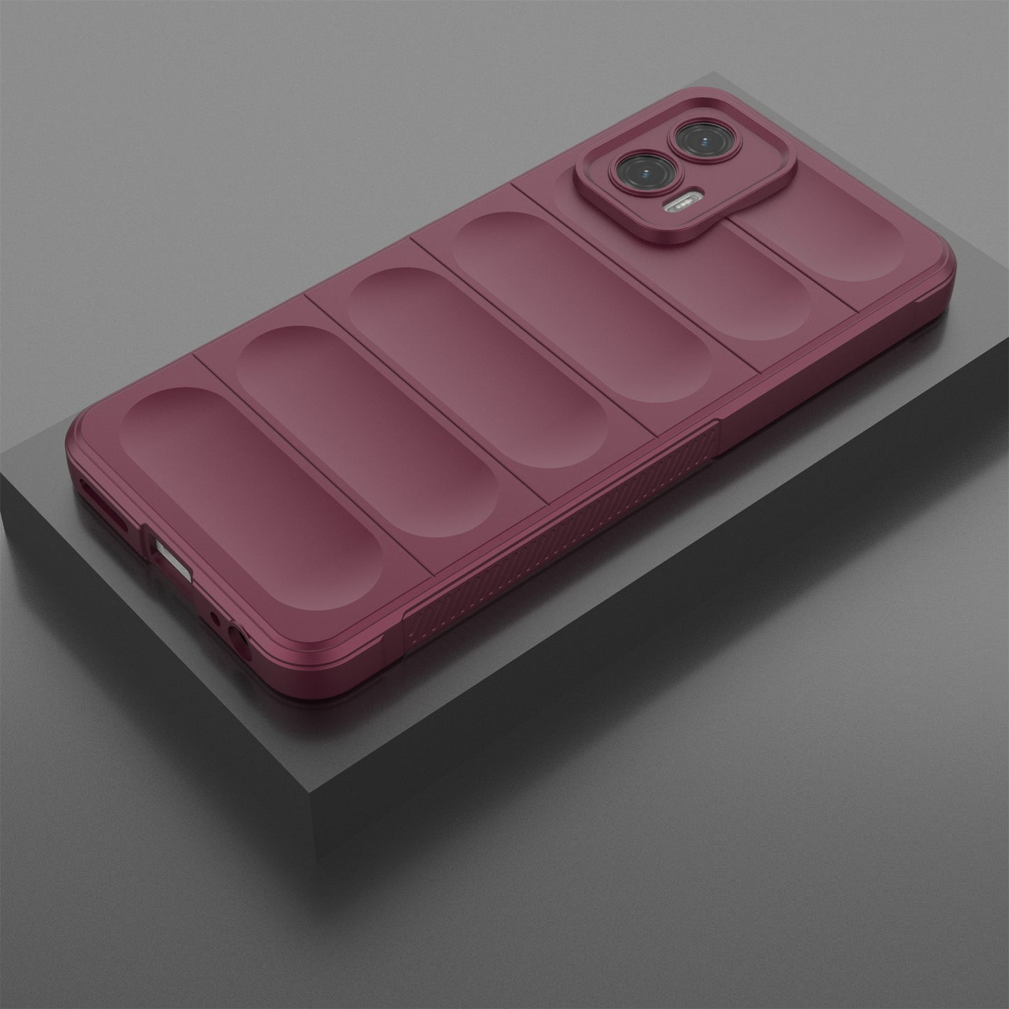 Uniqkart for Motorola Moto G73 5G Anti-drop Phone Case Rugged TPU Protective Cover - Wine Red