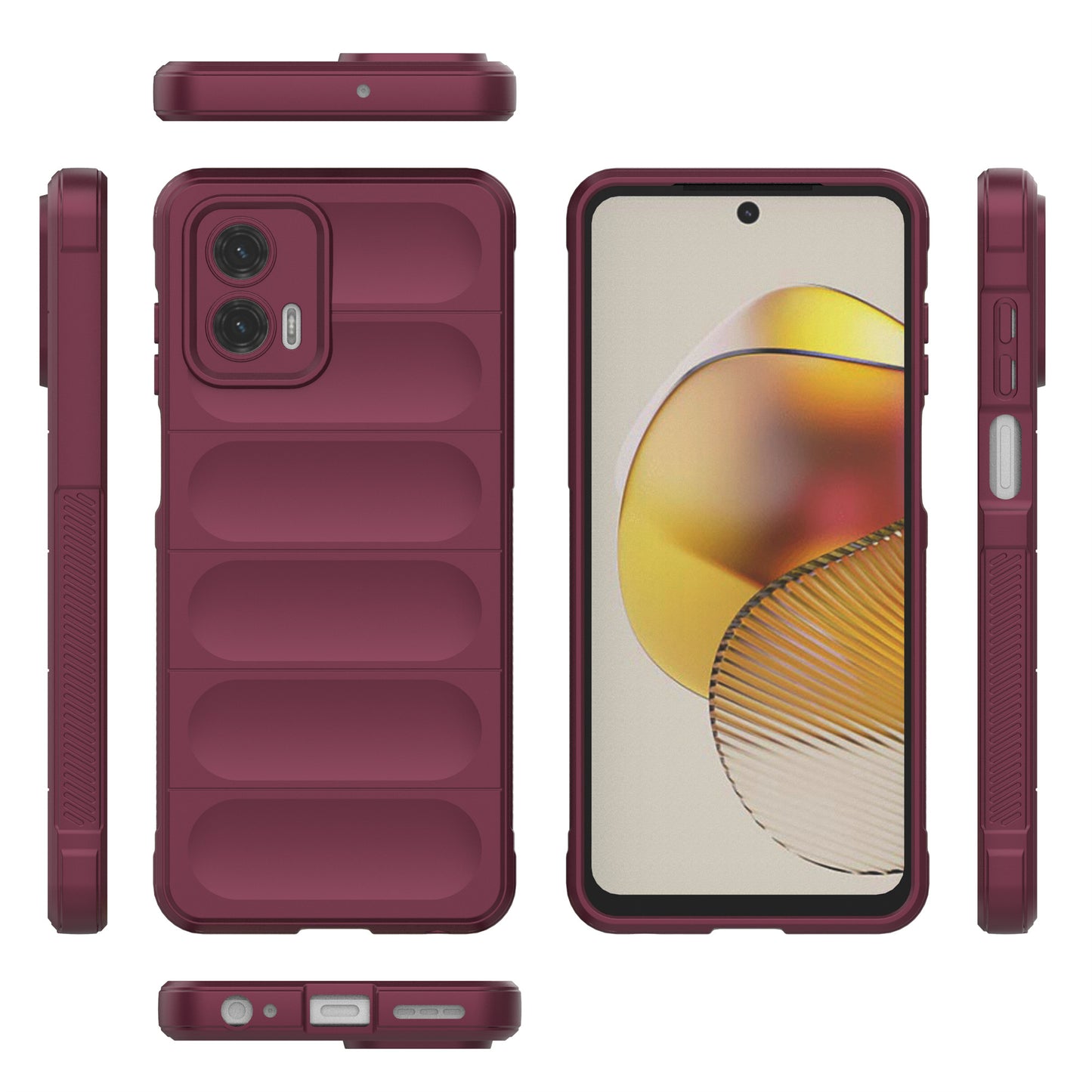 Uniqkart for Motorola Moto G73 5G Anti-drop Phone Case Rugged TPU Protective Cover - Wine Red
