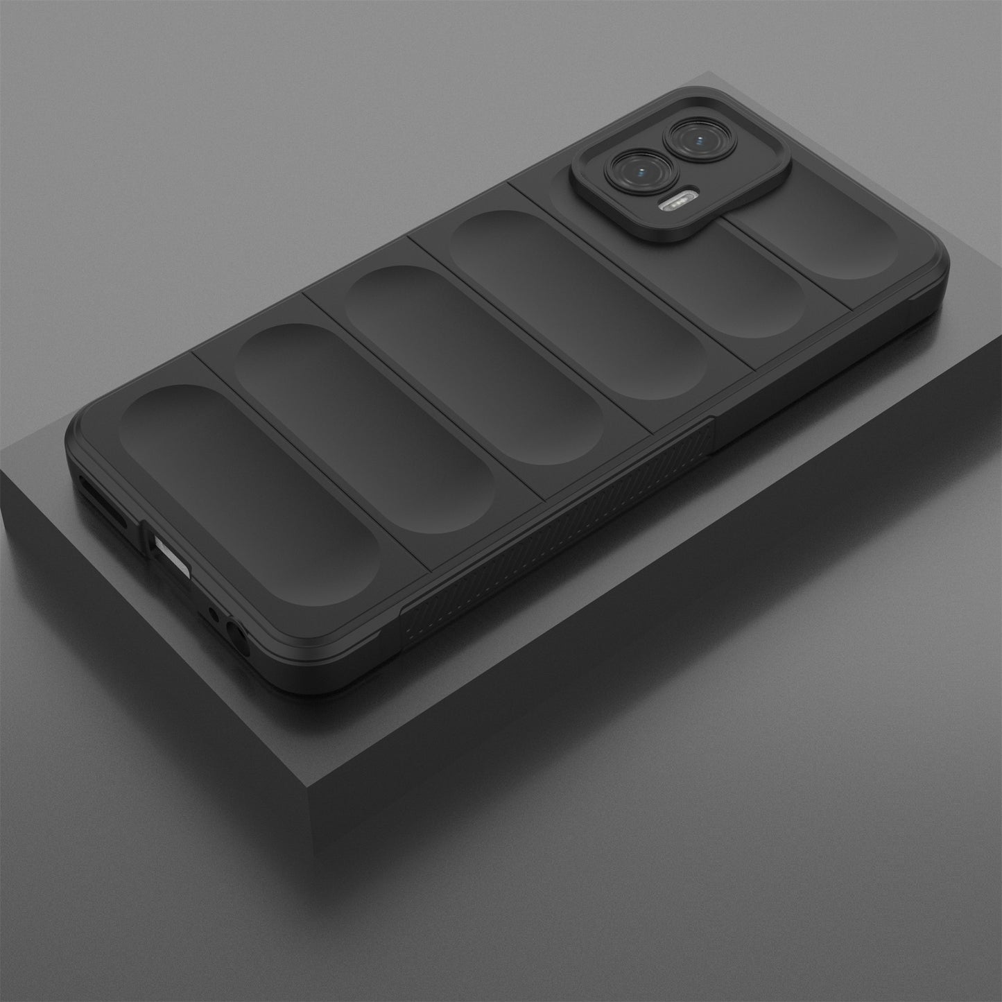 Uniqkart for Motorola Moto G73 5G Anti-drop Phone Case Rugged TPU Protective Cover - Black